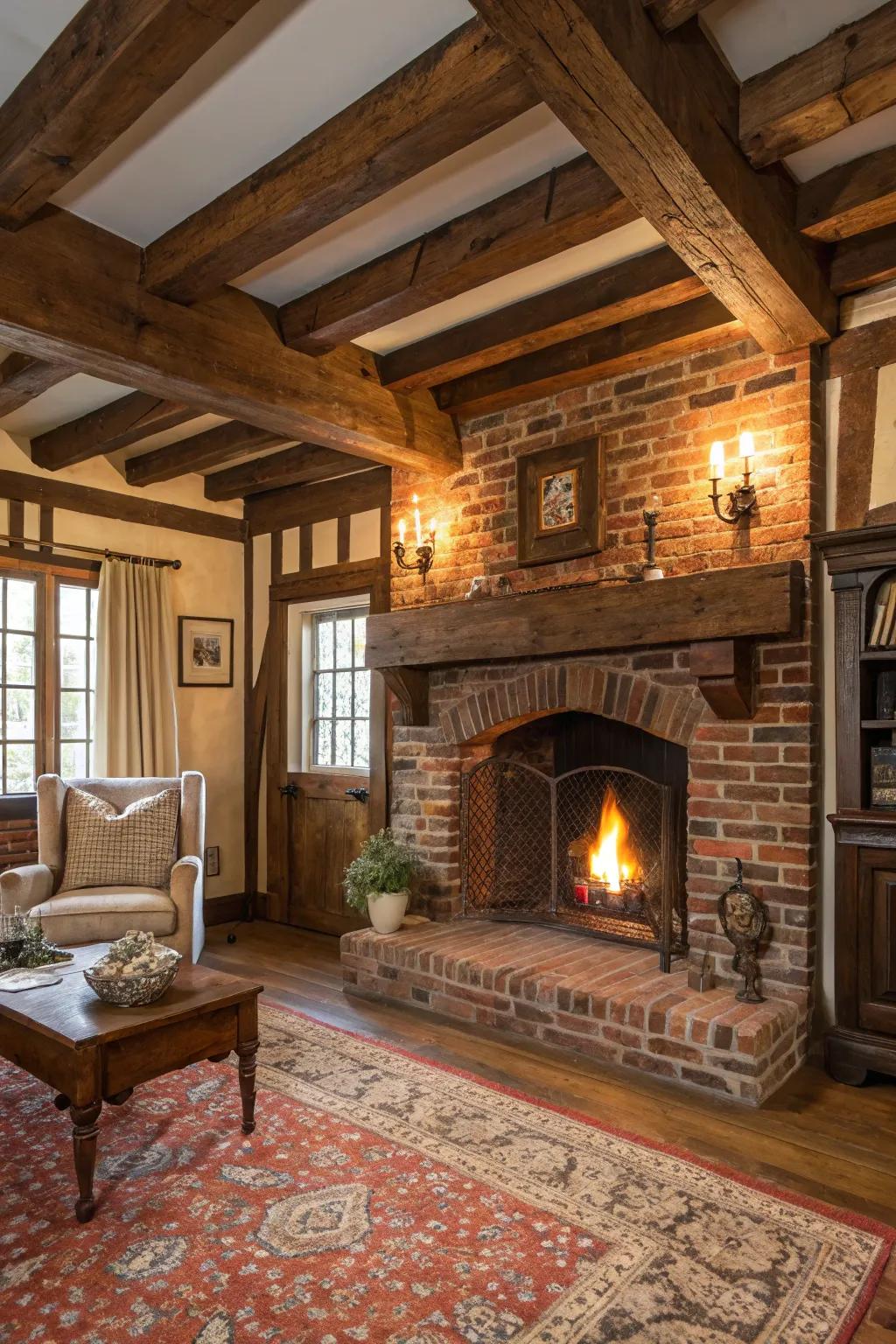 Infuse your fireplace with character through repurposed materials.