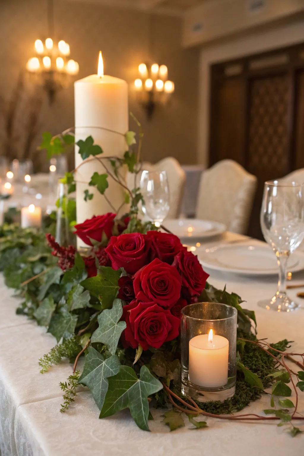 Romantic ambiance with candle centerpiece, ideal for crafting an intimate dining experience.