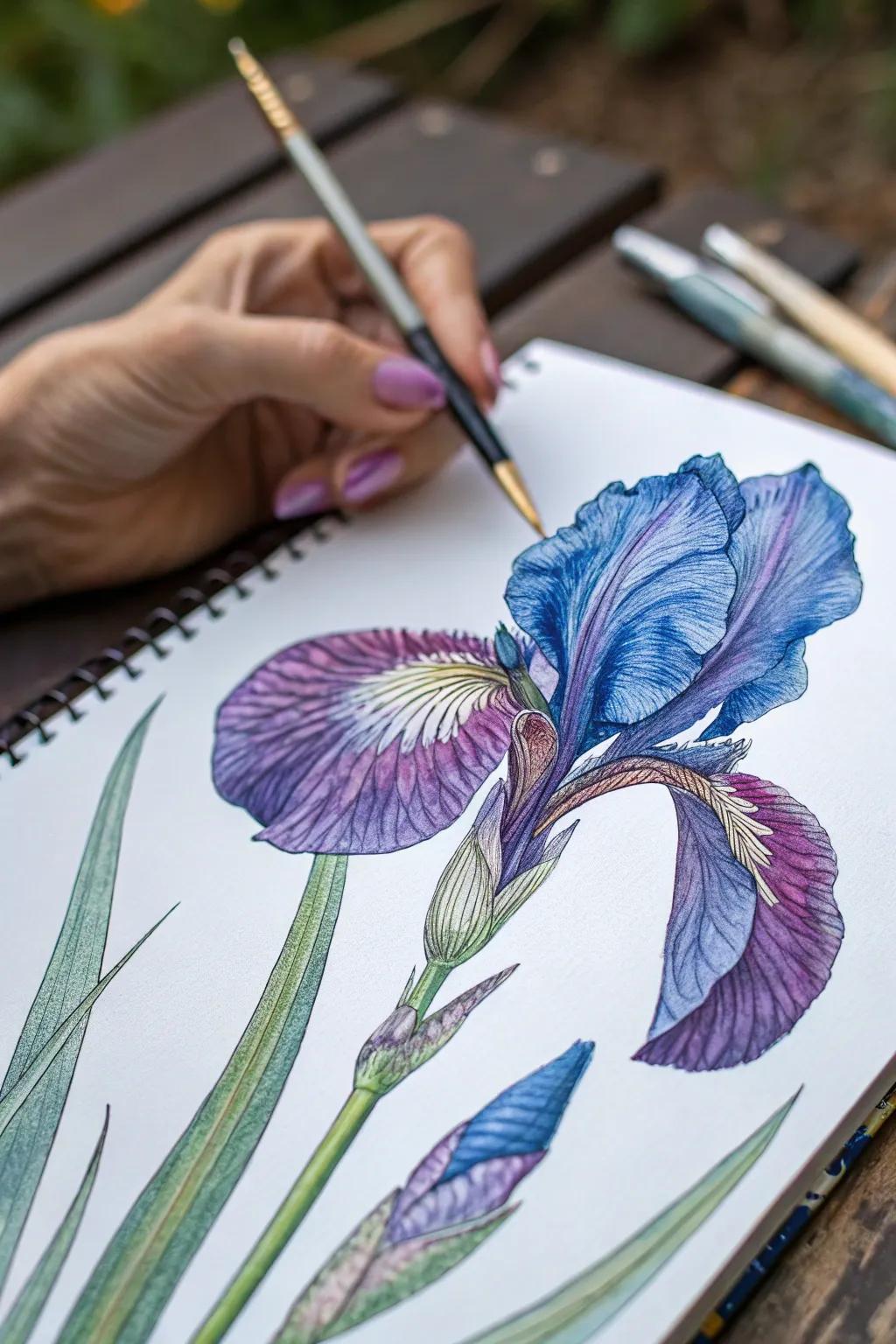 An iris flower exuding regal elegance through its striking form.