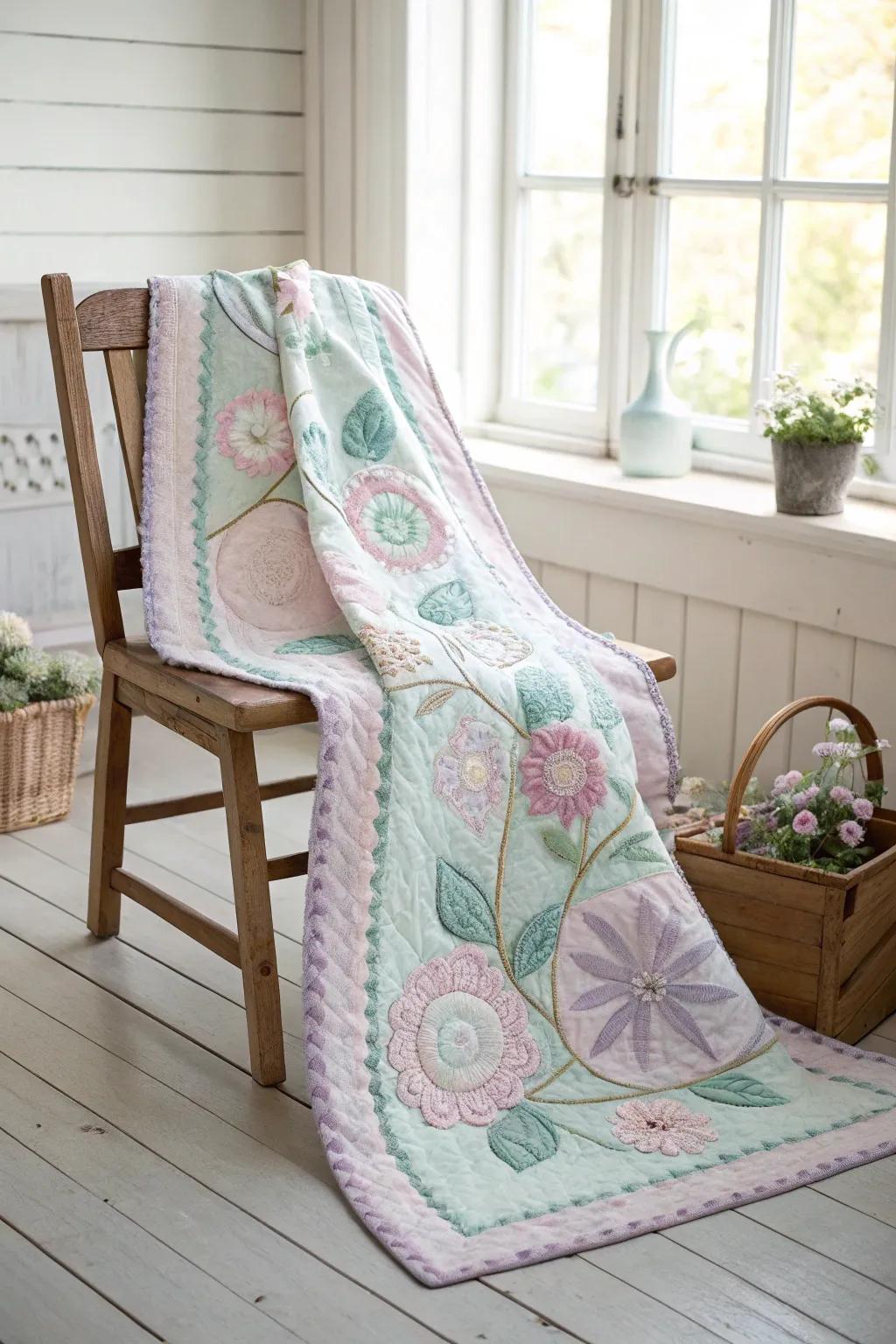 With this elegant flower quilt, where simplicity converges with the allure of nature, embrace the artistry of spring.
