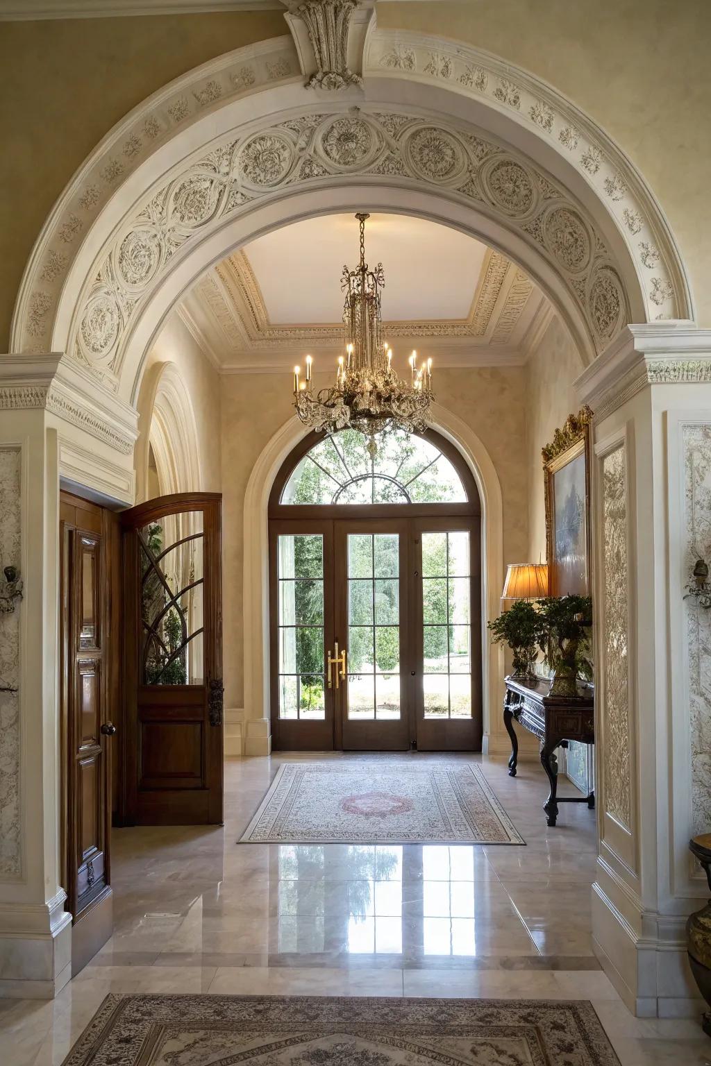 An arched doorway adding sophistication to the foyer.