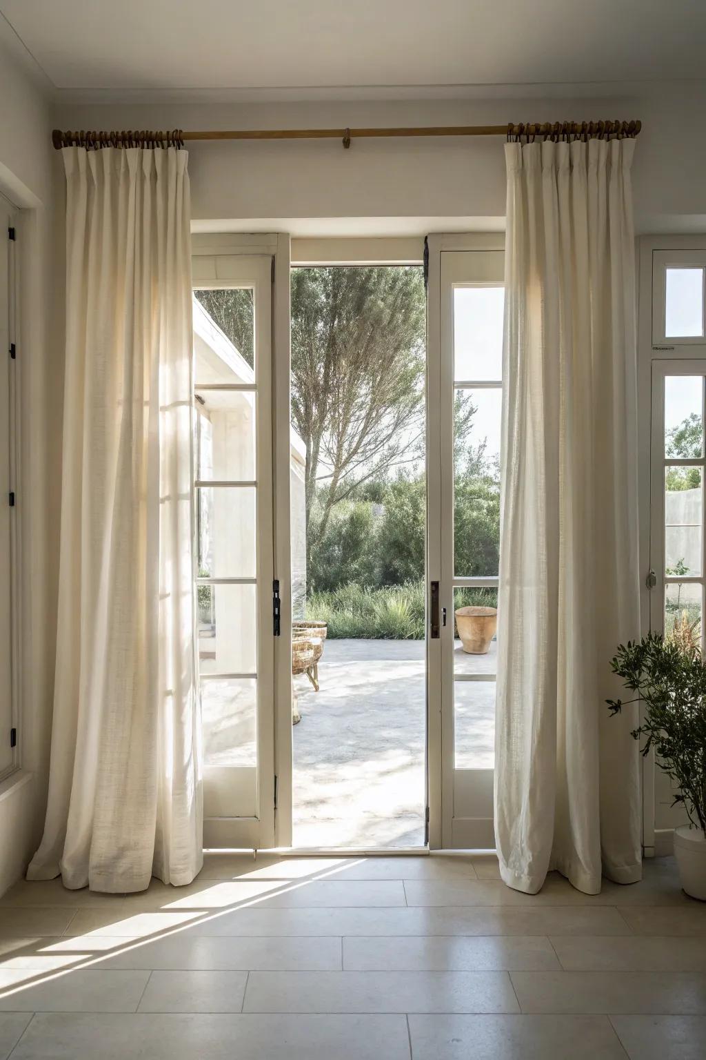 Minimalist curtains create a sleek and modern aesthetic.