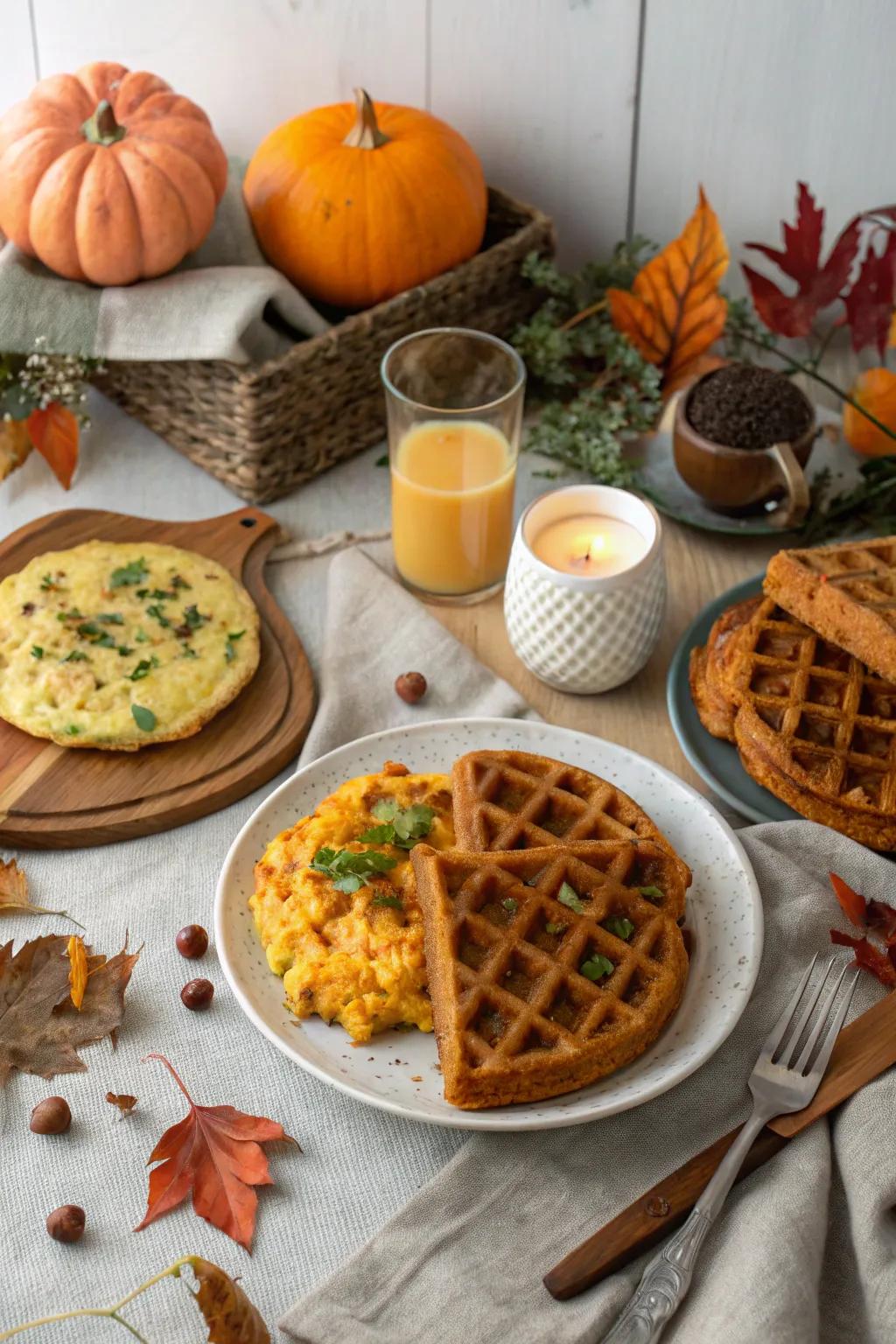 A delightful Friendsgiving midday meal with seasonal favorites.