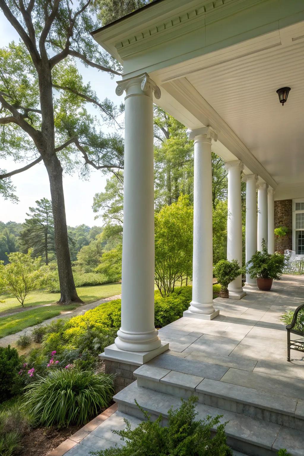 Smooth joining of columns with scenery evokes harmony.