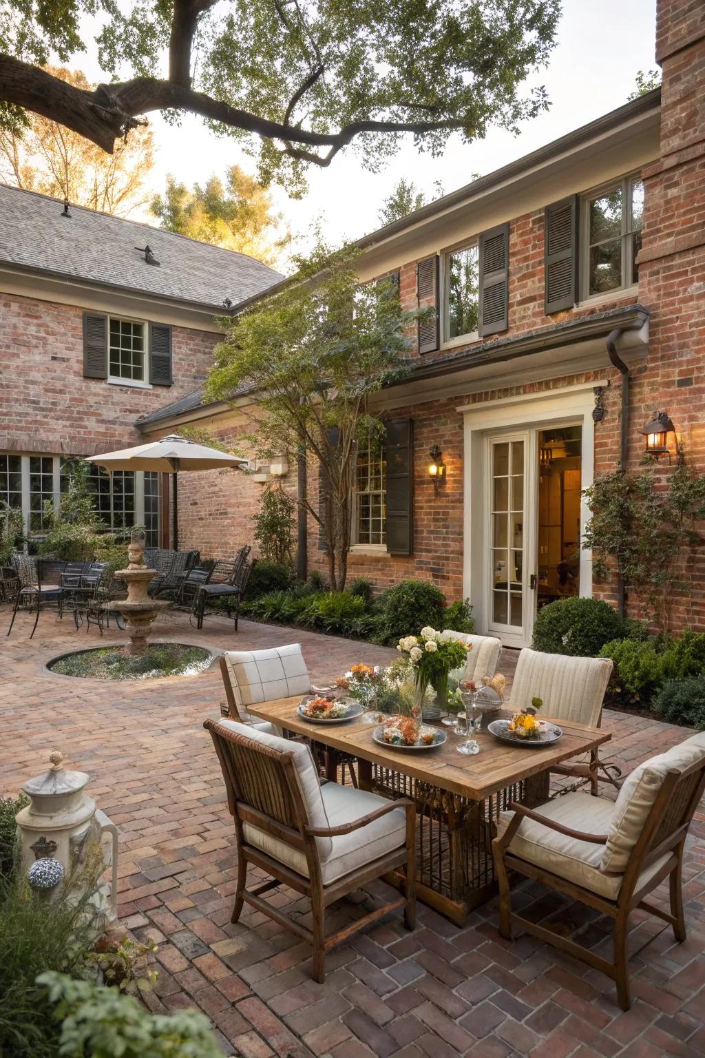 A stone patio augments living spaces outdoors.