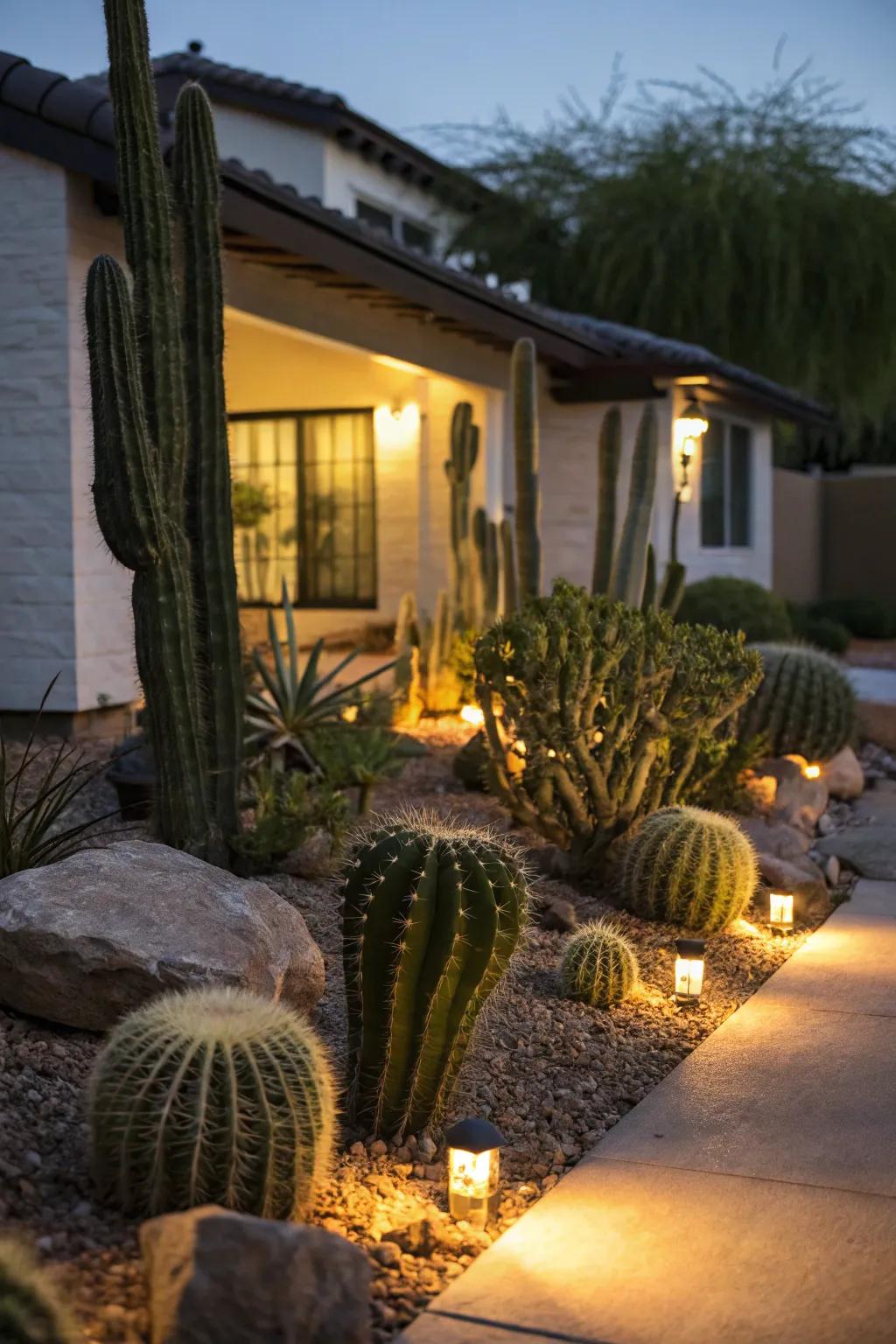 Bewitching nighttime radiance through landscape illumination.