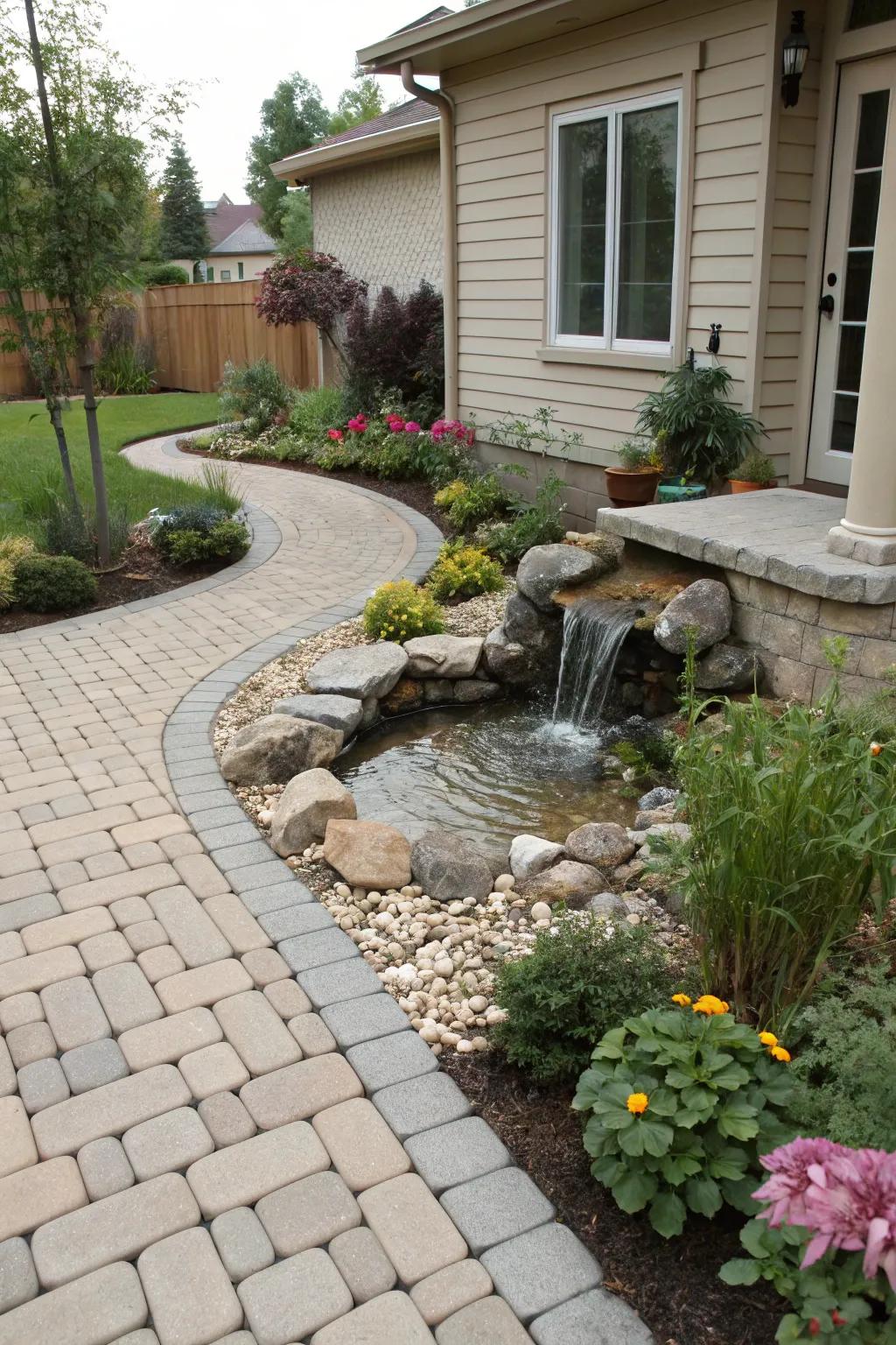 A water element paired with stones adds peacefulness.