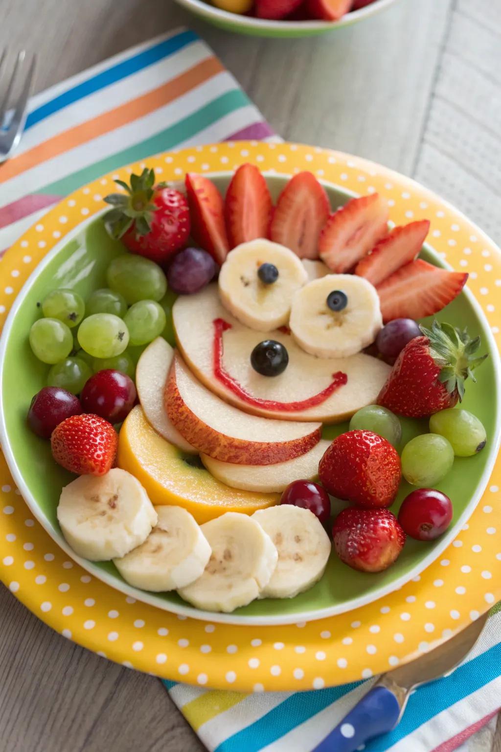 Fruit faces append a lighthearted and fanciful aspect to your showcase.