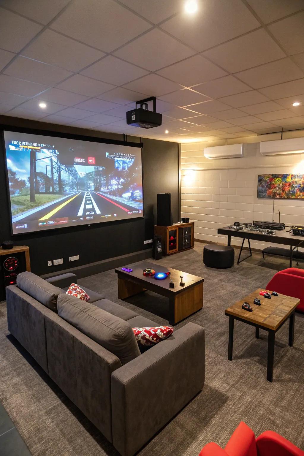 Projector visuals adding a dynamic and interactive component to the room.