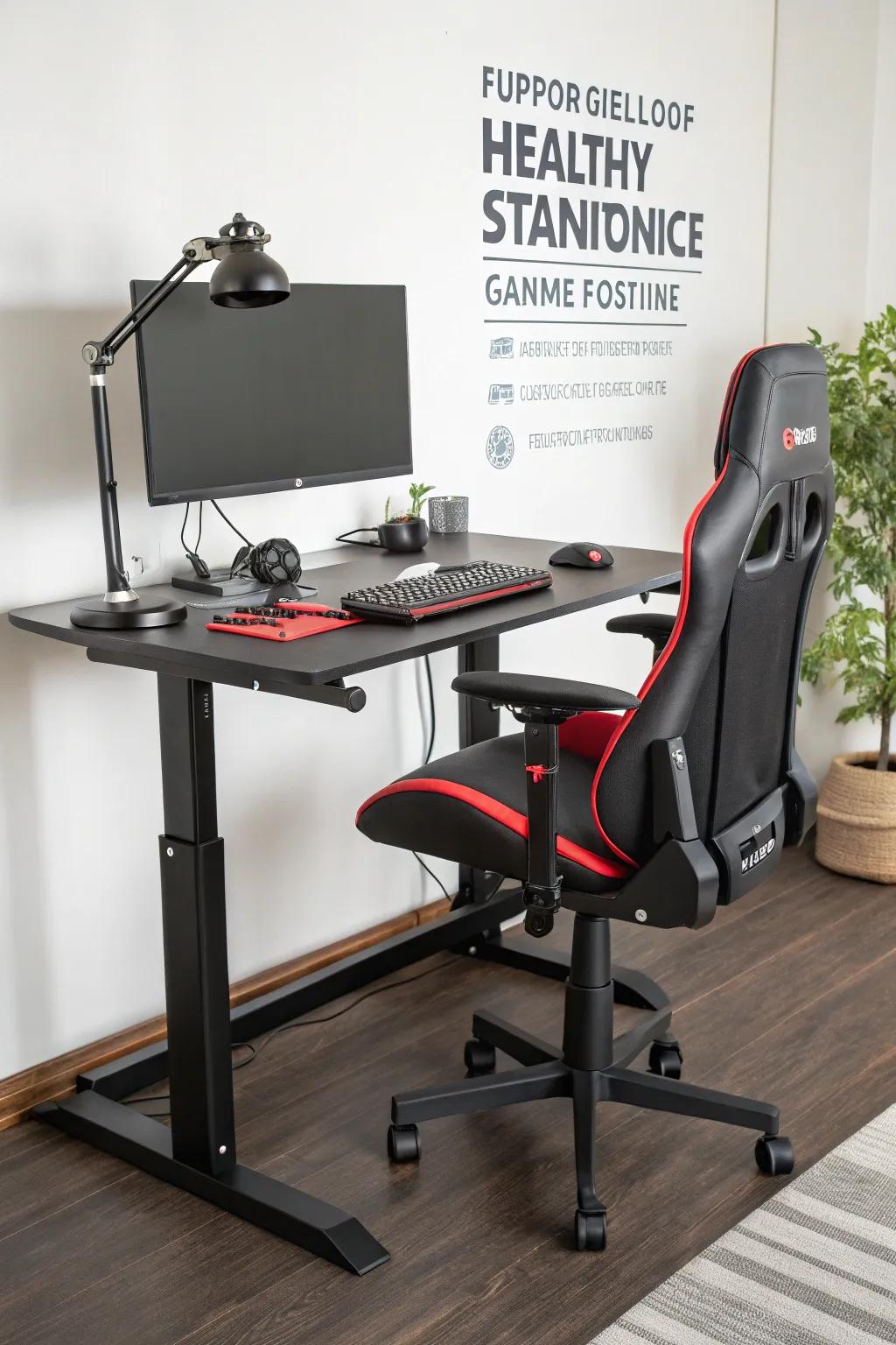 Standing platforms encourage movement and healthier gaming habits.