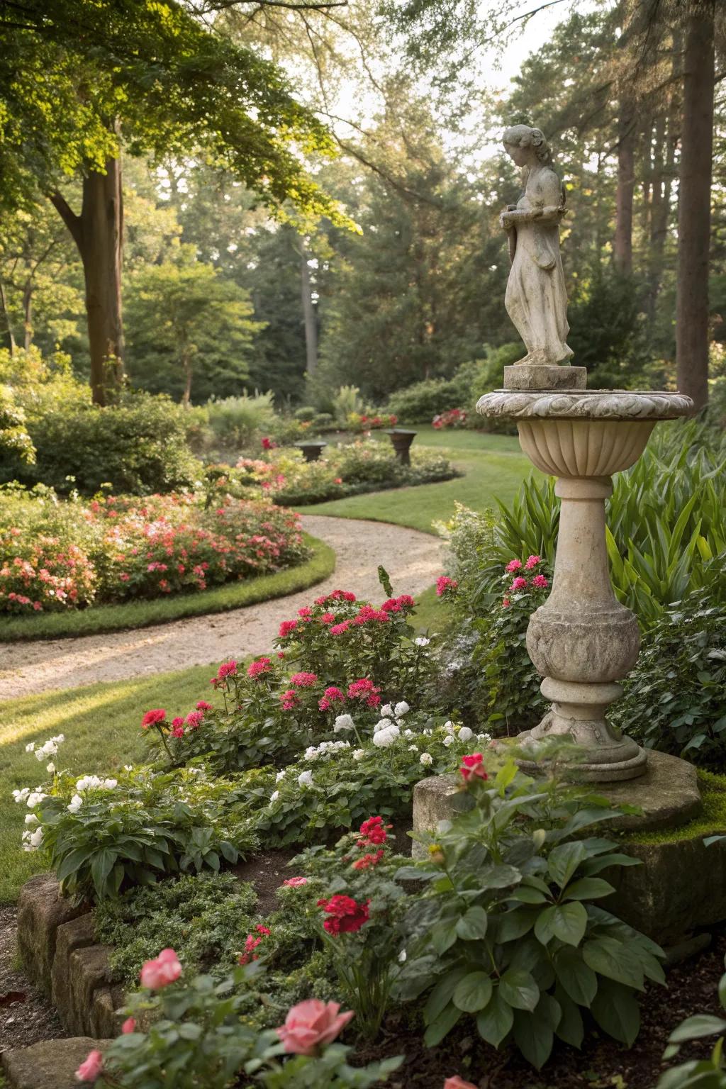 Garden art instills a personal attribute and focal fascination.