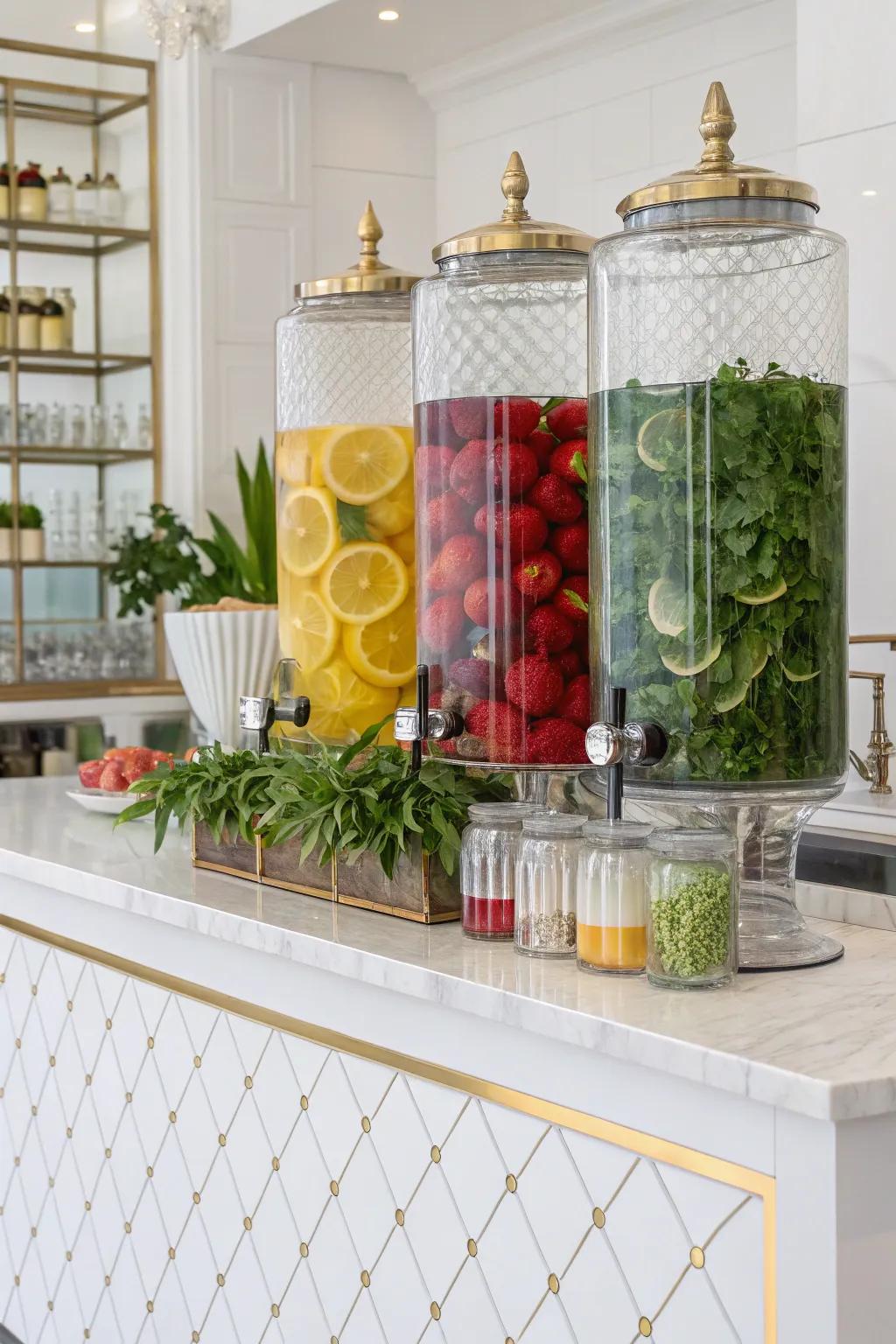 Revitalizing infused water, the quintessential sip during spa activities.