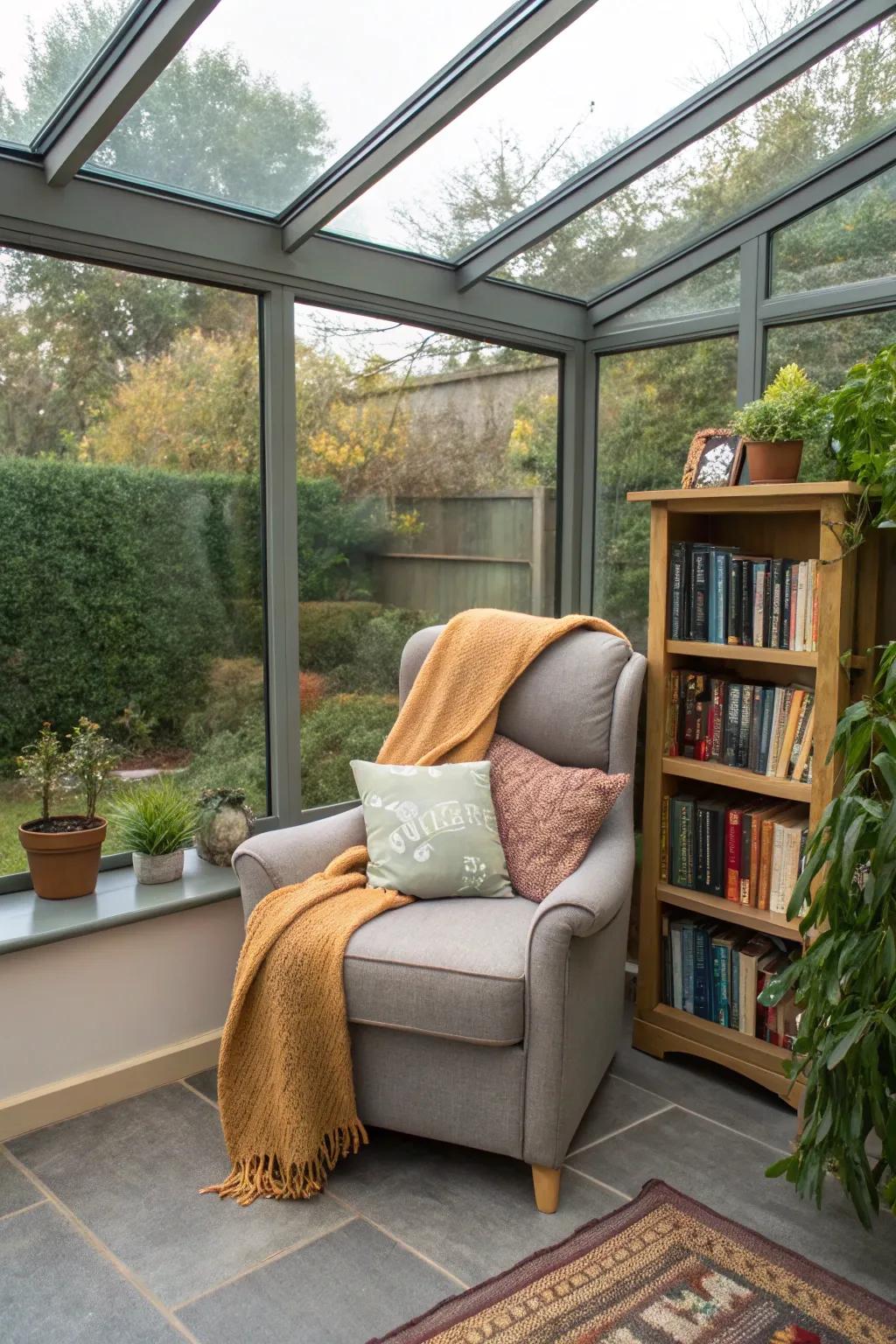 A cozy spot for reading basking in natural light.