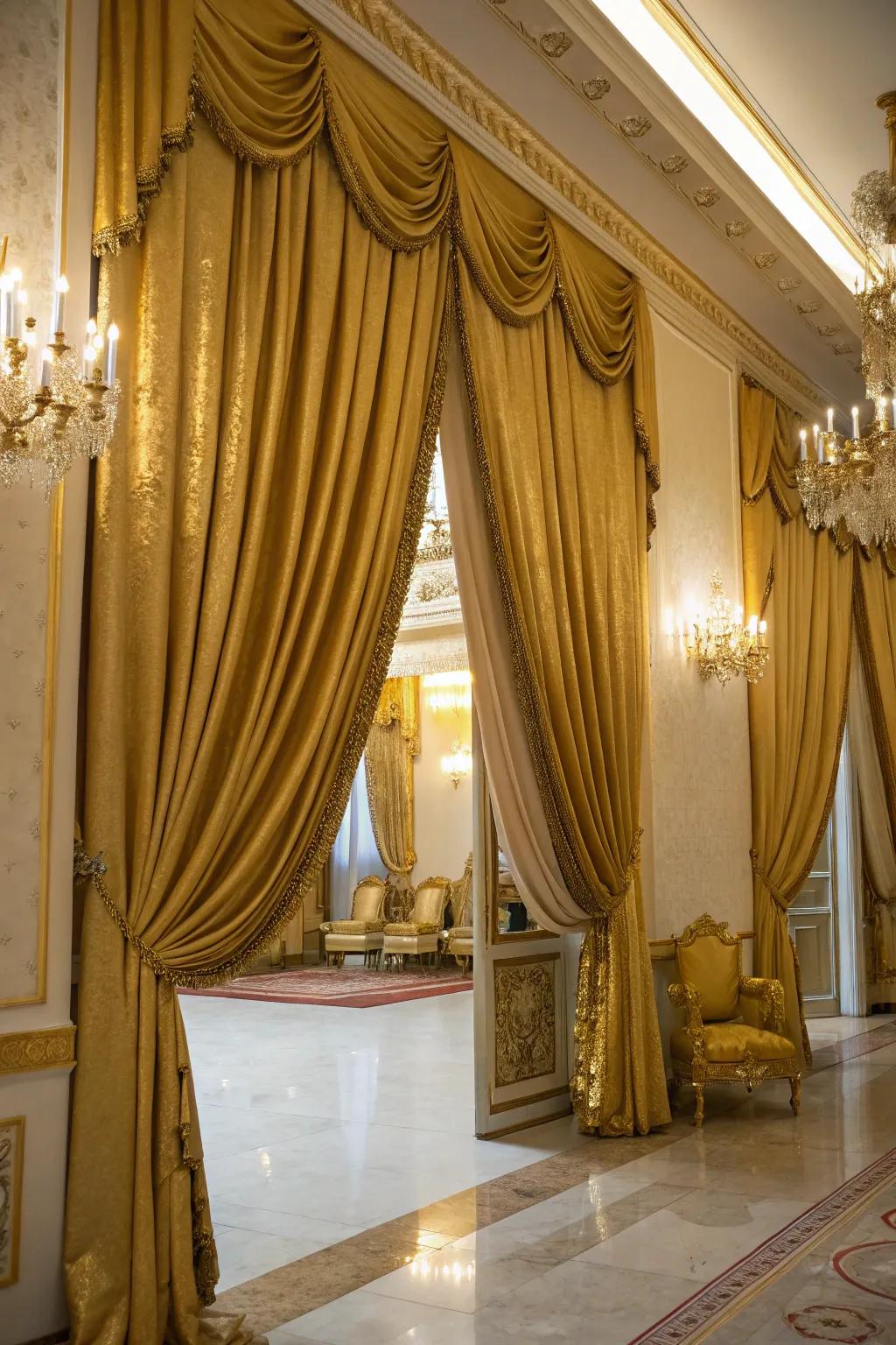 Gleaming cloths transform a room into an elegant and regal setting.