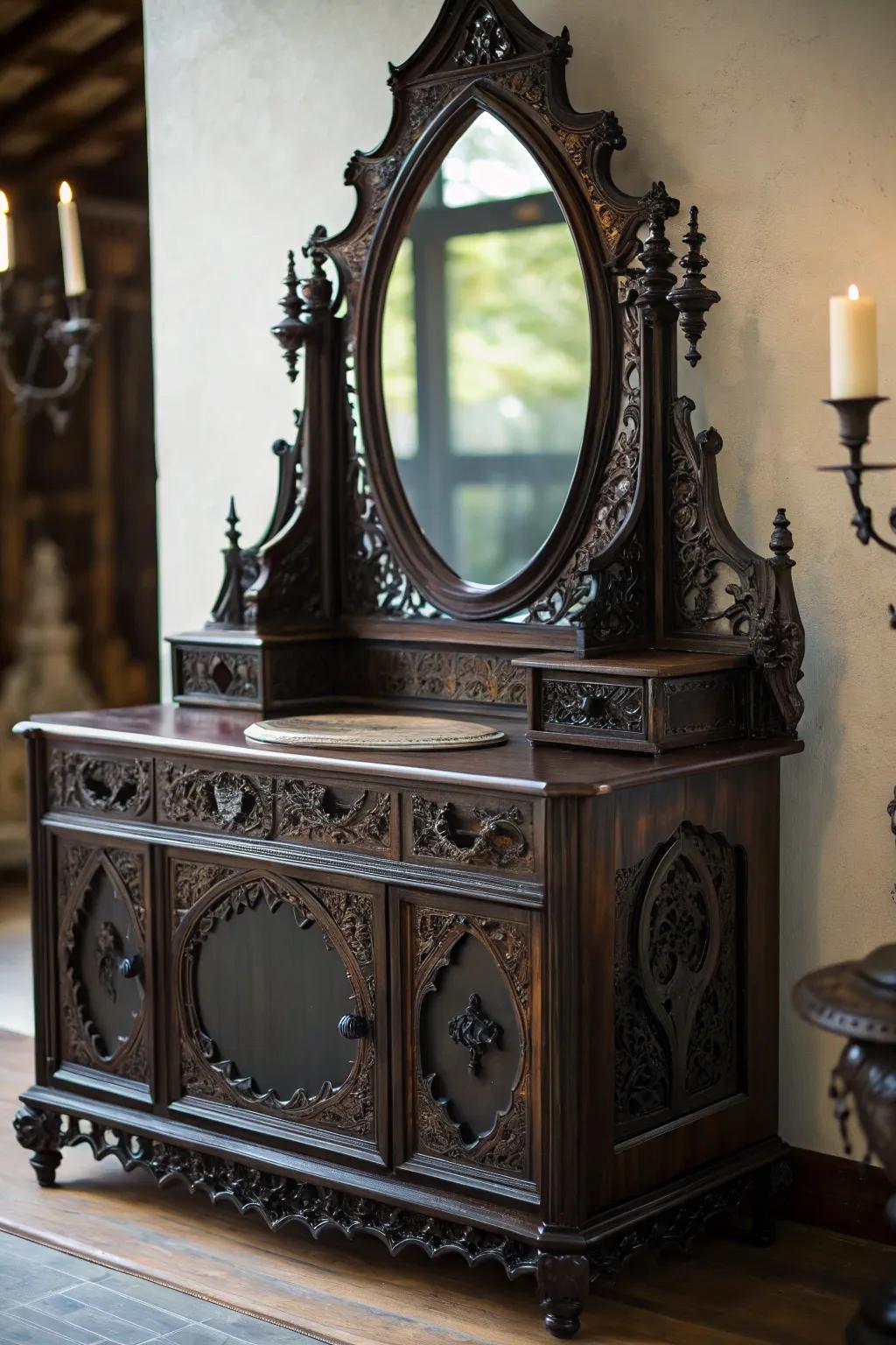 Unique mirror contours introduce intrigue and visual interest.