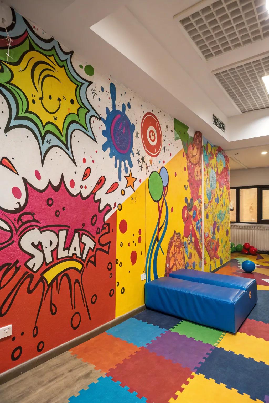 Dynamic splash and splatter graffiti in an activity space