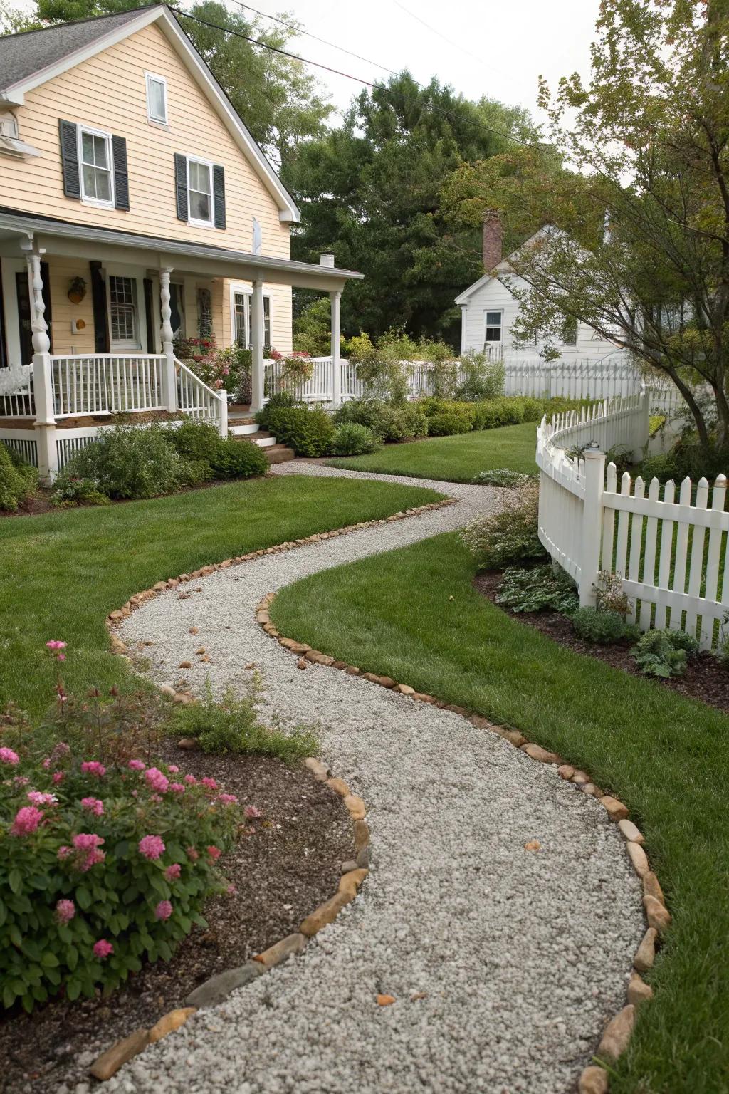 Rock paths guide and connect yard zones naturally.