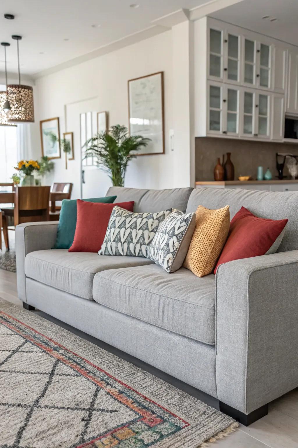 Minimalist pillows maintain a clean and uncluttered look.