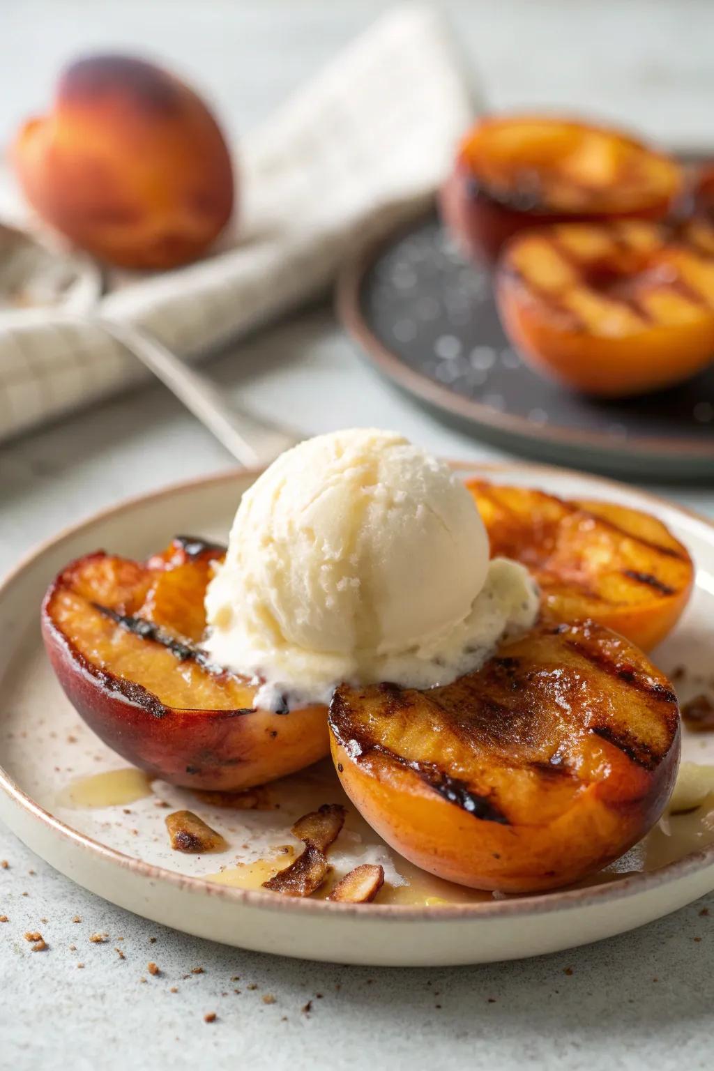 Sizzled peaches emerge as a sublime summer dessert.