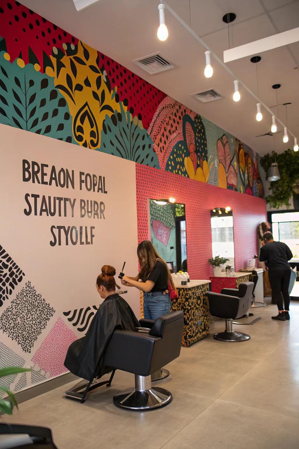 A defining wall creates a memorable statement in your salon.