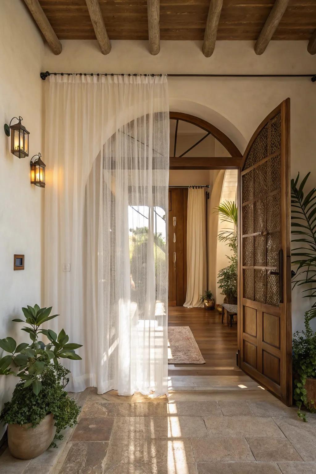 Sheer panels forge a breezy, light-filled ambiance.