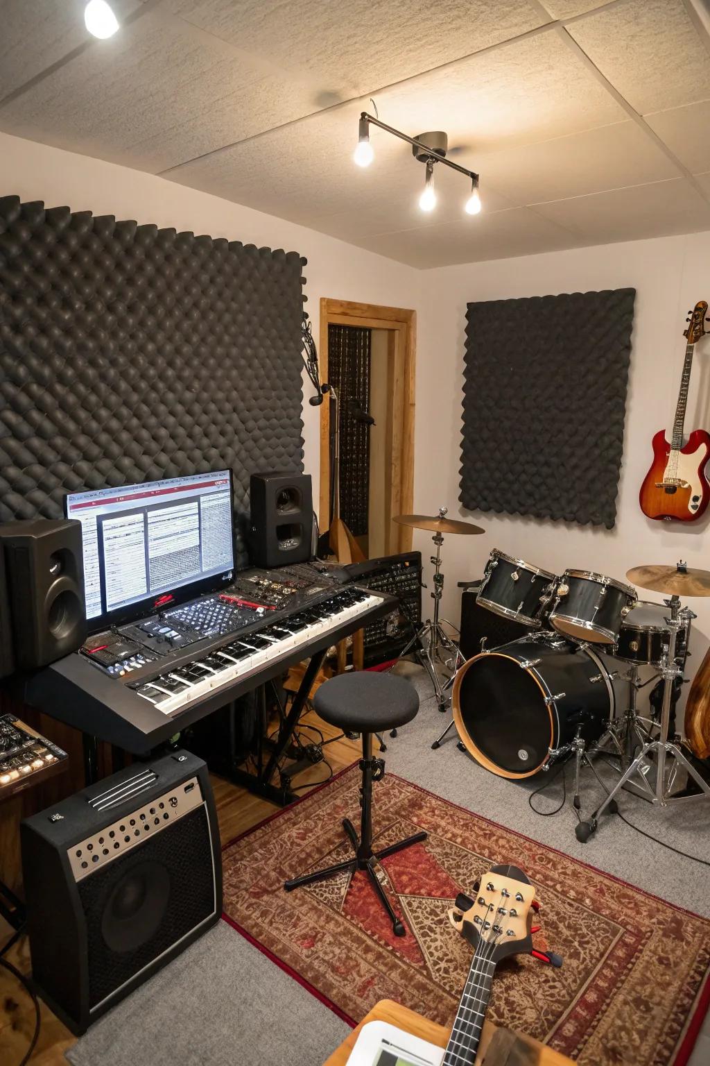 Create a basement music studio for the ultimate creative escape.