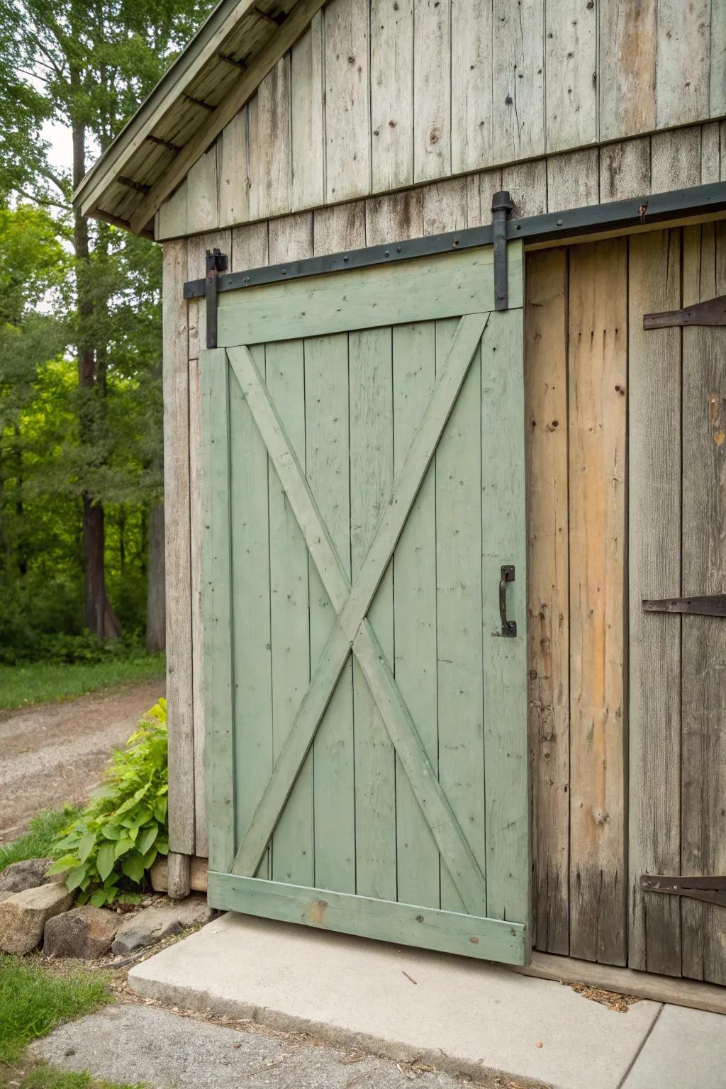 A barn gate cleverly hidden within a rustic design.