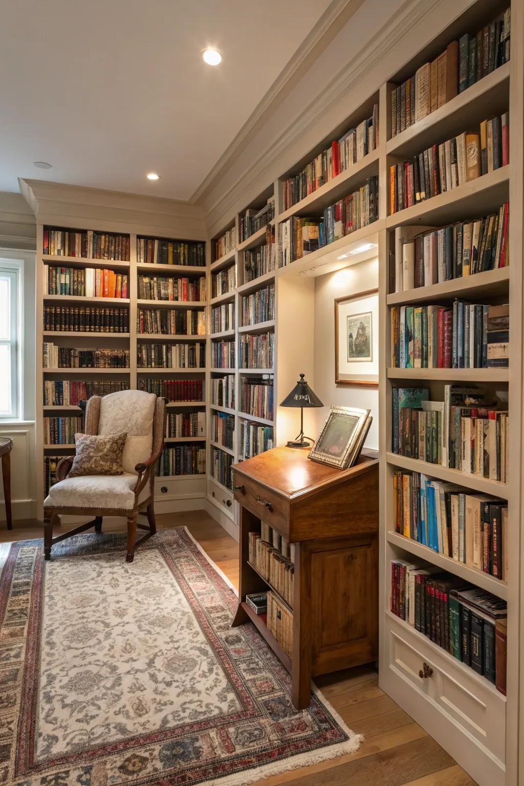 Extended shelves amplify drama and maximize area.
