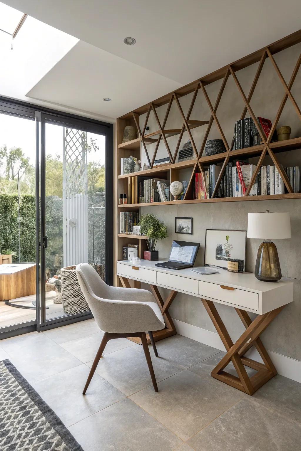 Architectural elements add a distinctive edge to your home office.
