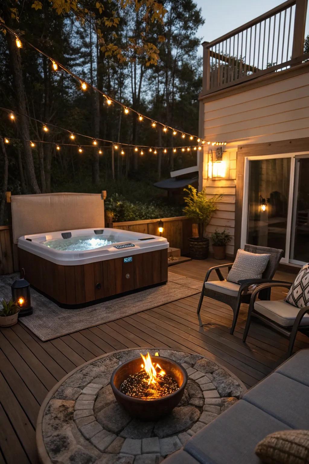 Fire elements add warmth and dramatic flair to your deck.