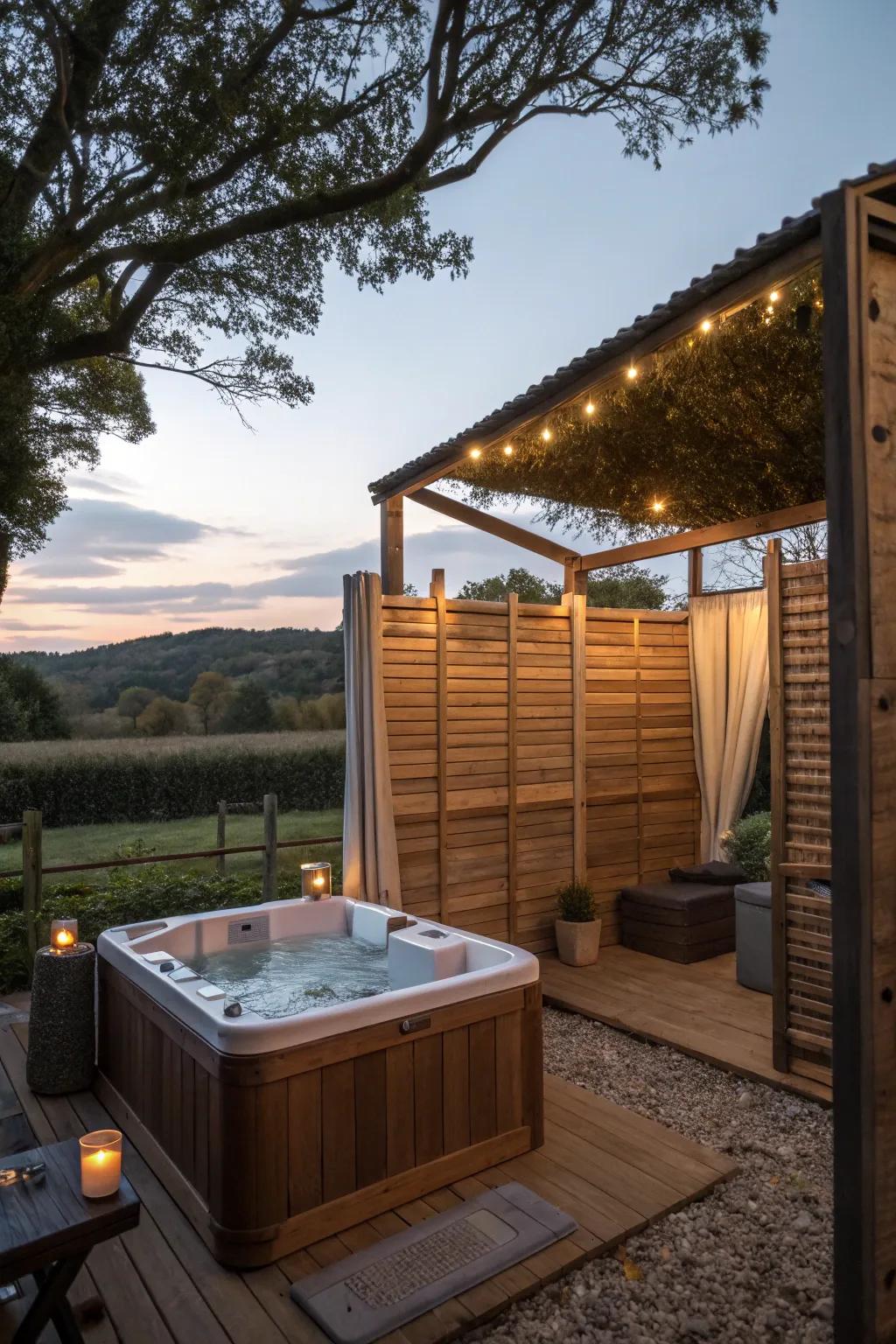 Timber dividers tender folksy charm and a sensation of seclusion.