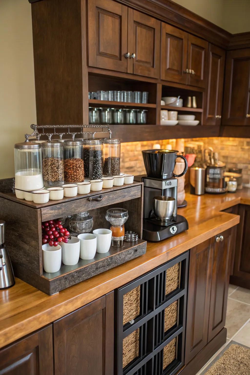 A snug coffee corner to sustain energy among housewarming guests