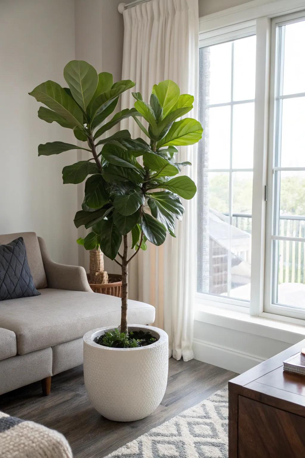 Lyre Leaf Tree crafting a dramatic statement in the family room.