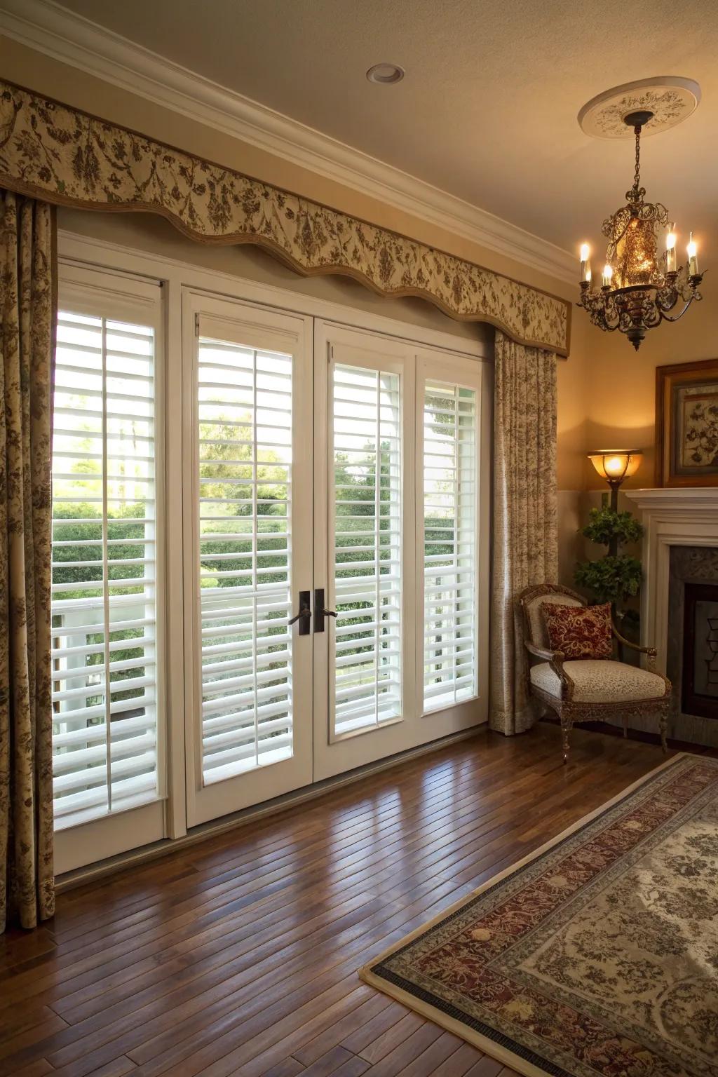 Plantation shutters offer timeless elegance.