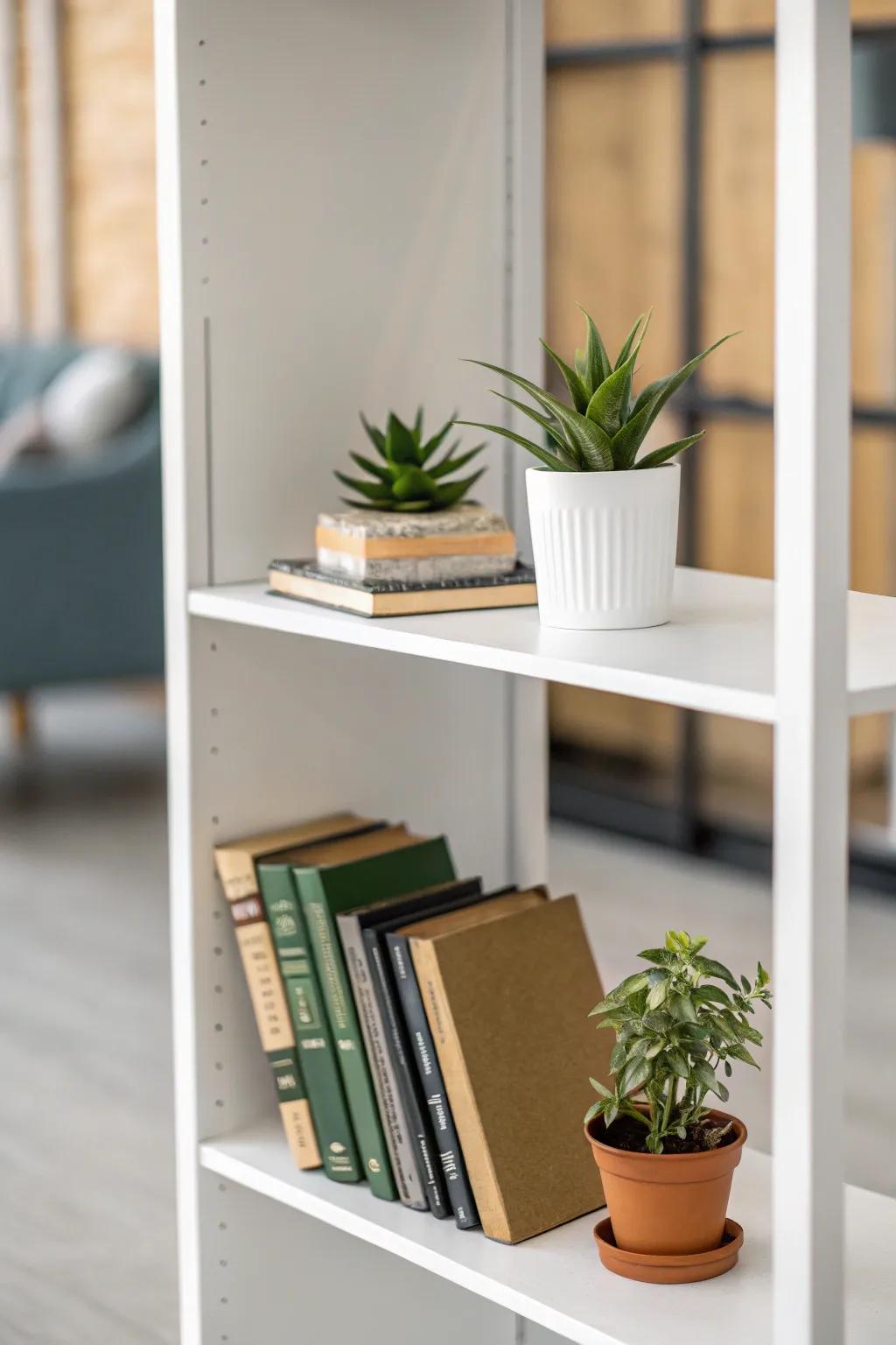 Minimalist bookshelf showcasing negative space.
