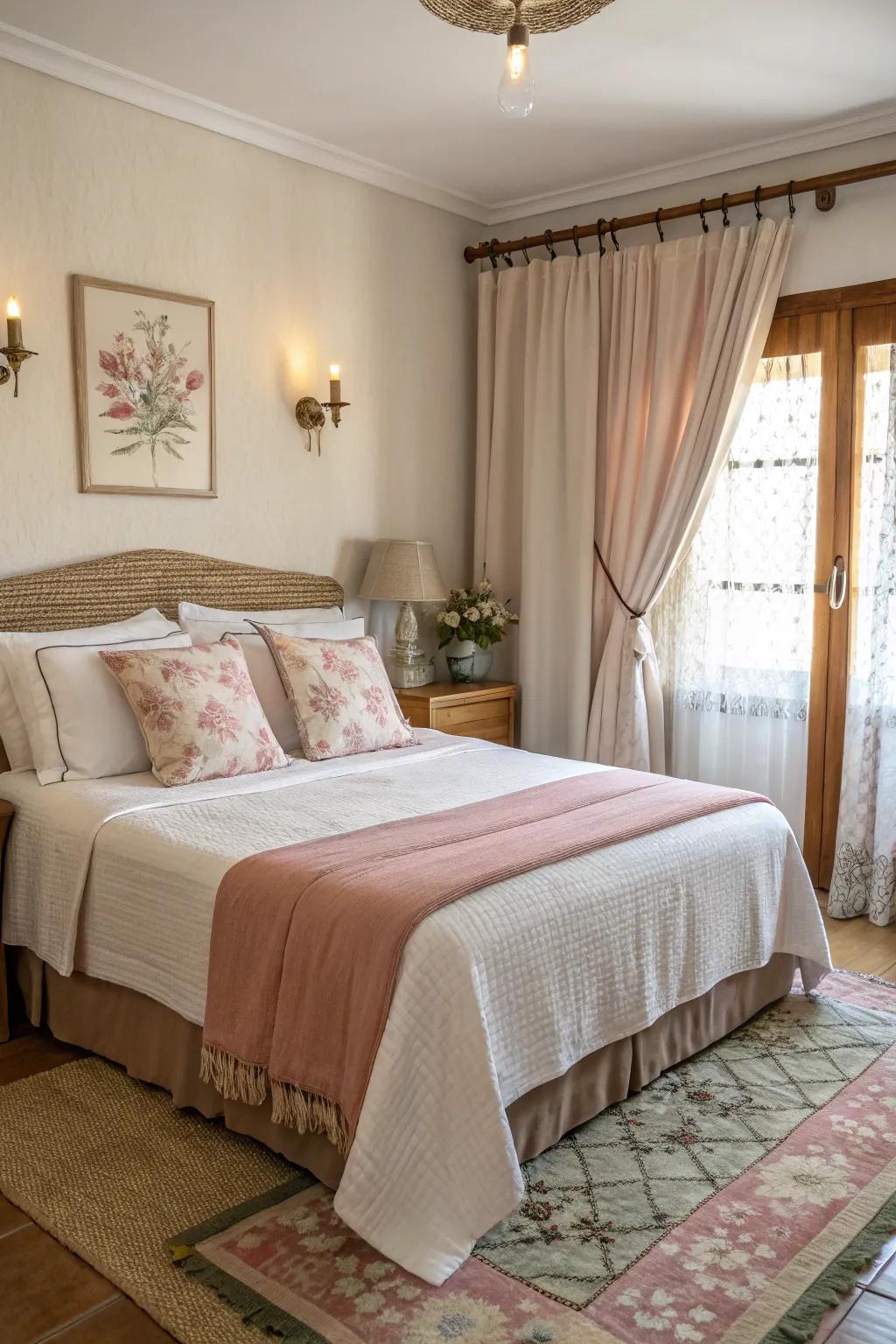 Unify your bed with your room’s hue palette.