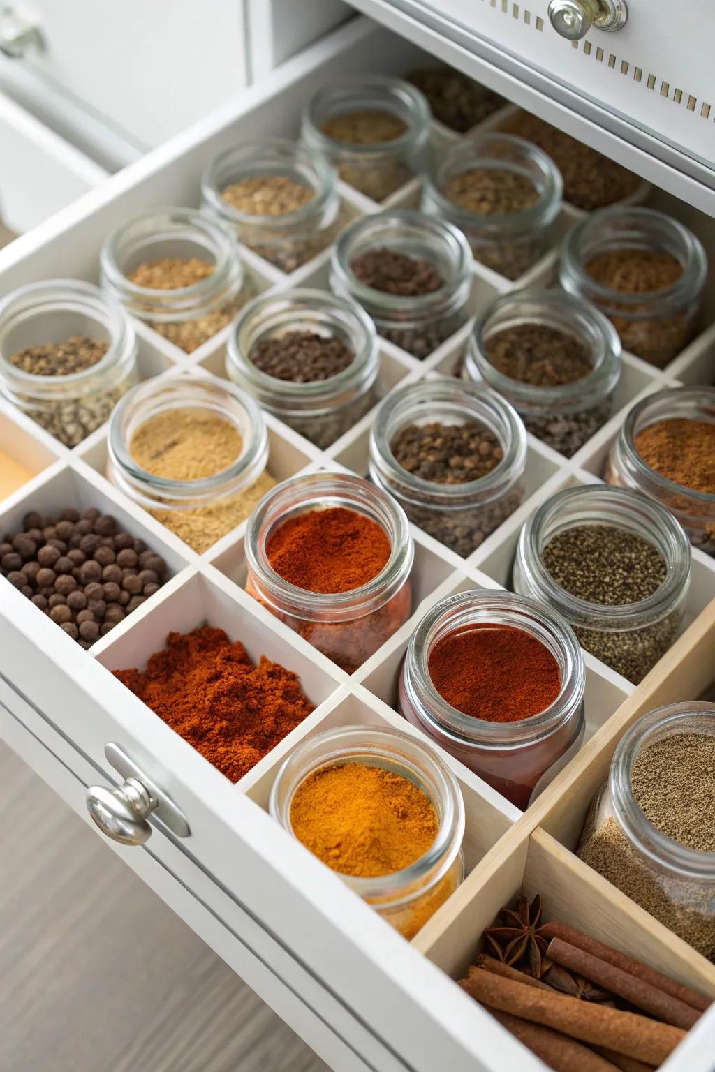 See-through covers allow for easy spice identification.