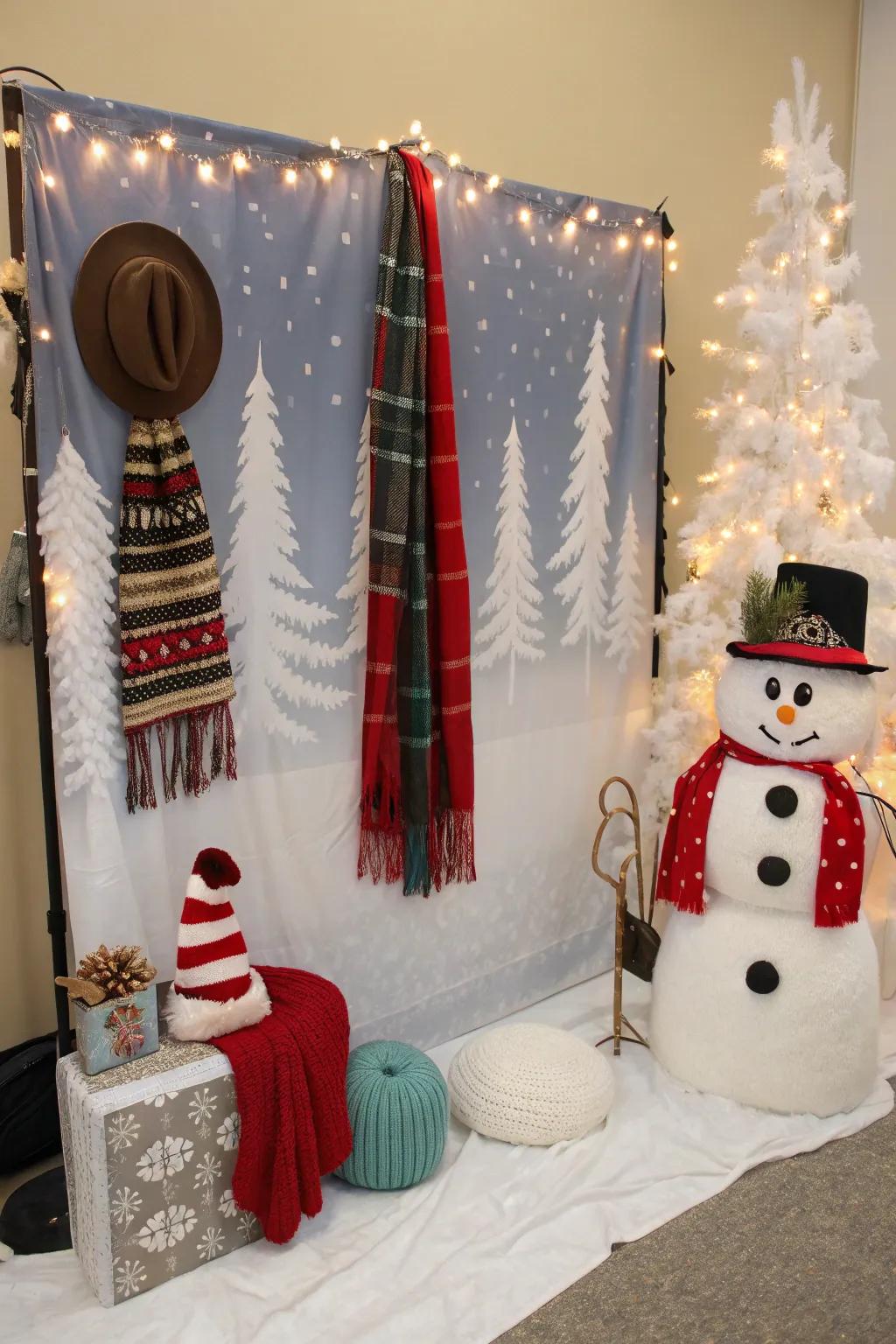 A fun and festive winter-themed snapshot booth for memorable snapshots.