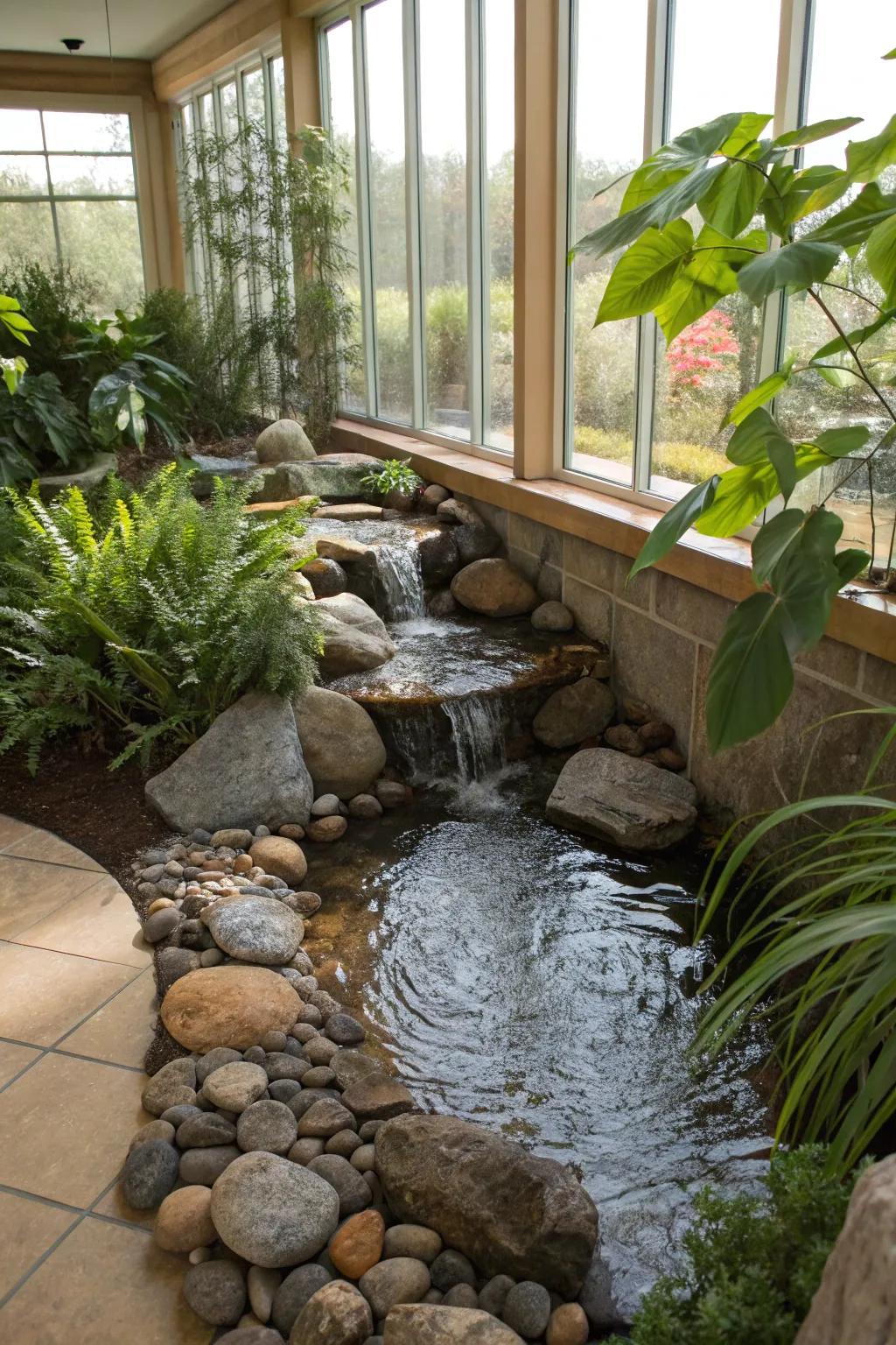 Interior stream beds proffer an organic and tranquil aesthetic.