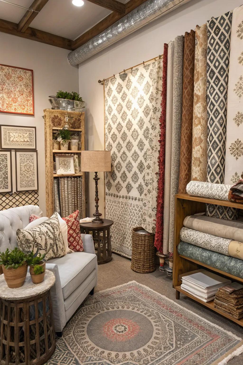 Motif overlaying conveys depth and interest.
