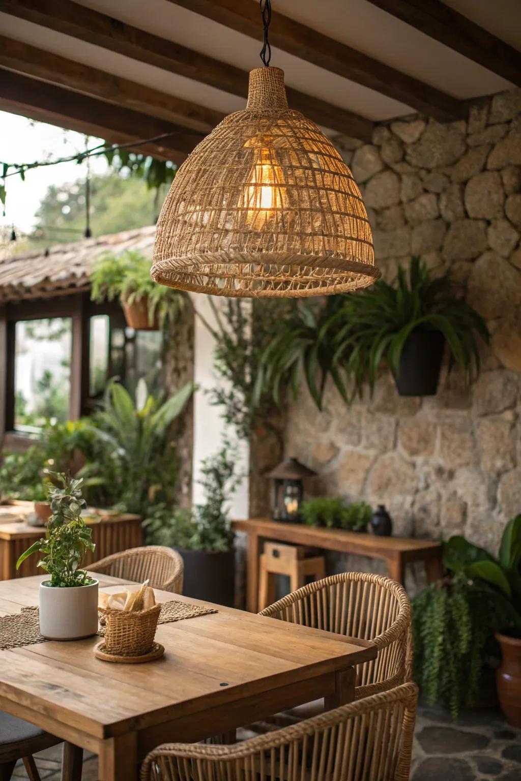 Natural accents carry exterior appeal inside.