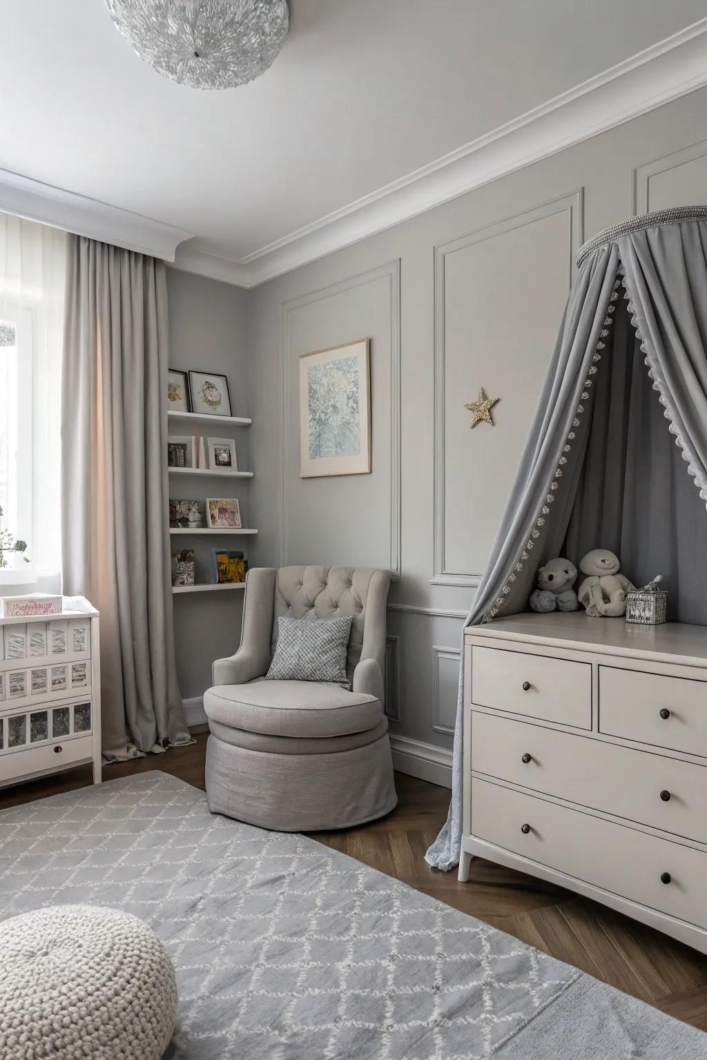 Elegant grays furnish a timeless and versatile backdrop.