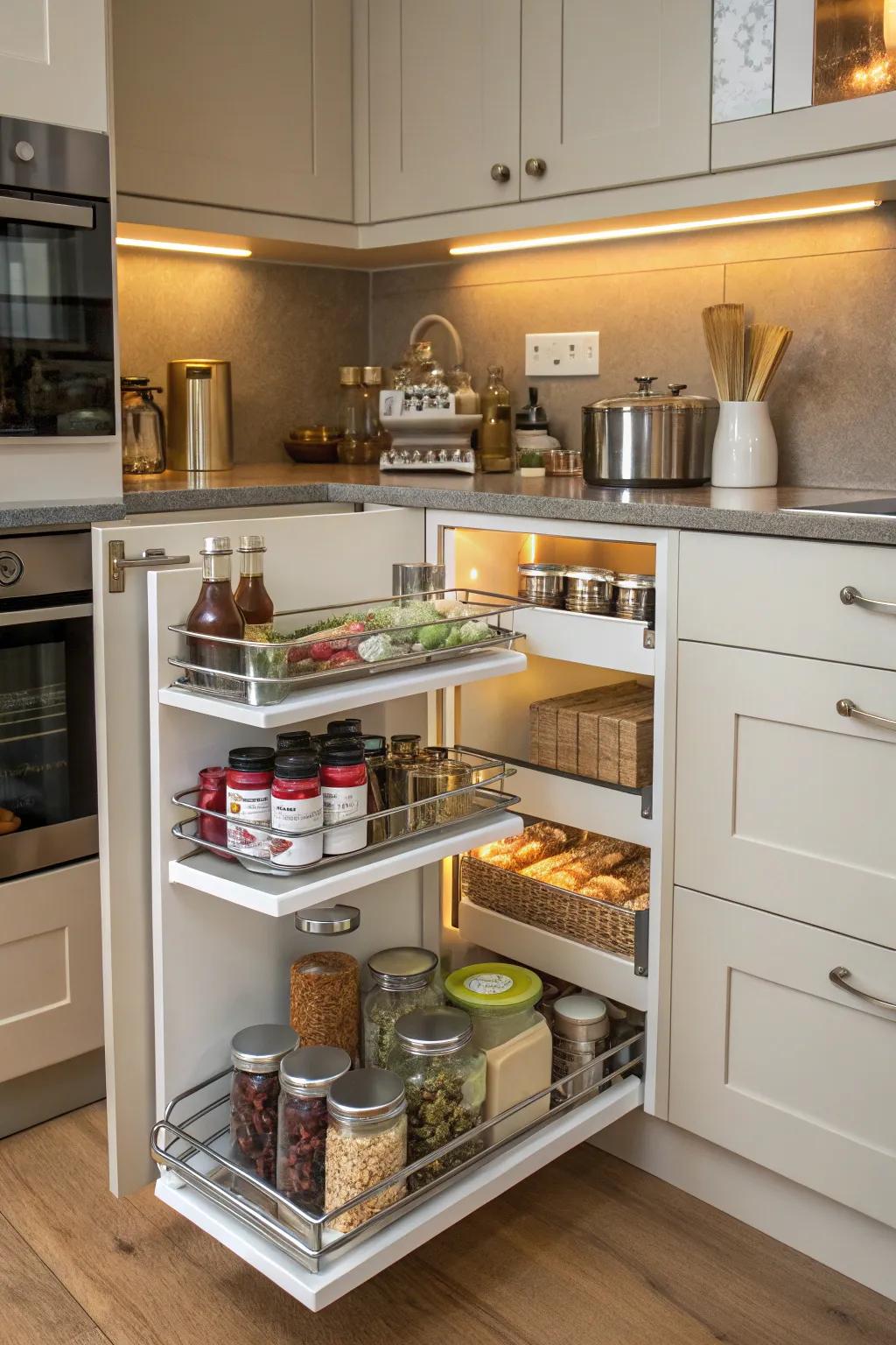 Magic corner systems change dead space into functional storage.