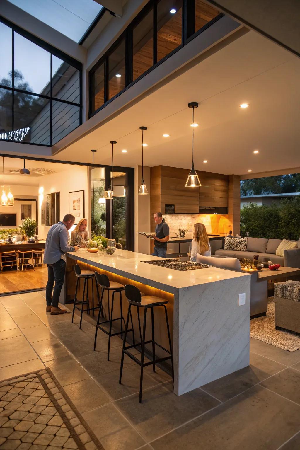 An open-design cooking area promoting a social environment.