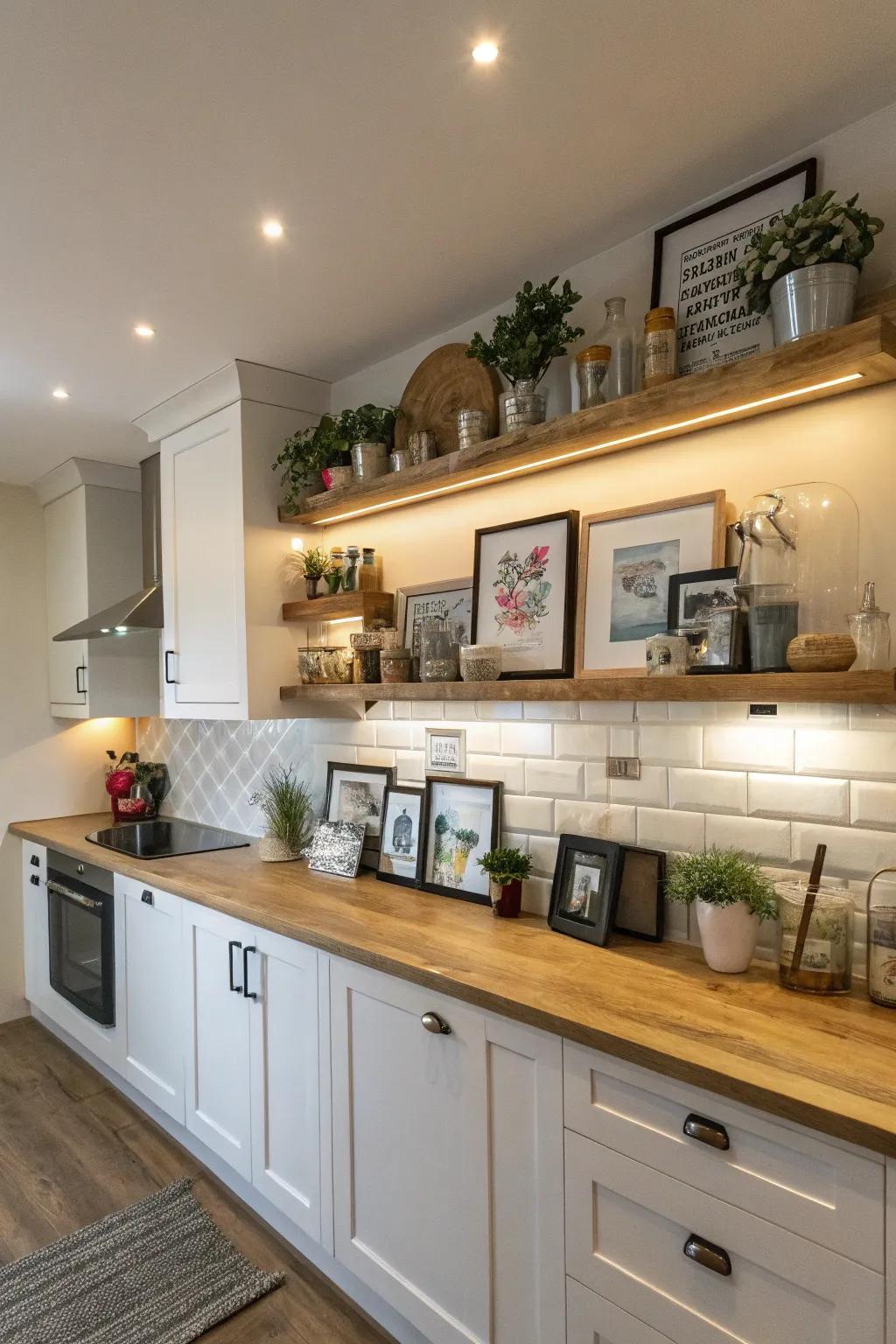 Soffit acting as a display ledge, showcasing decor.
