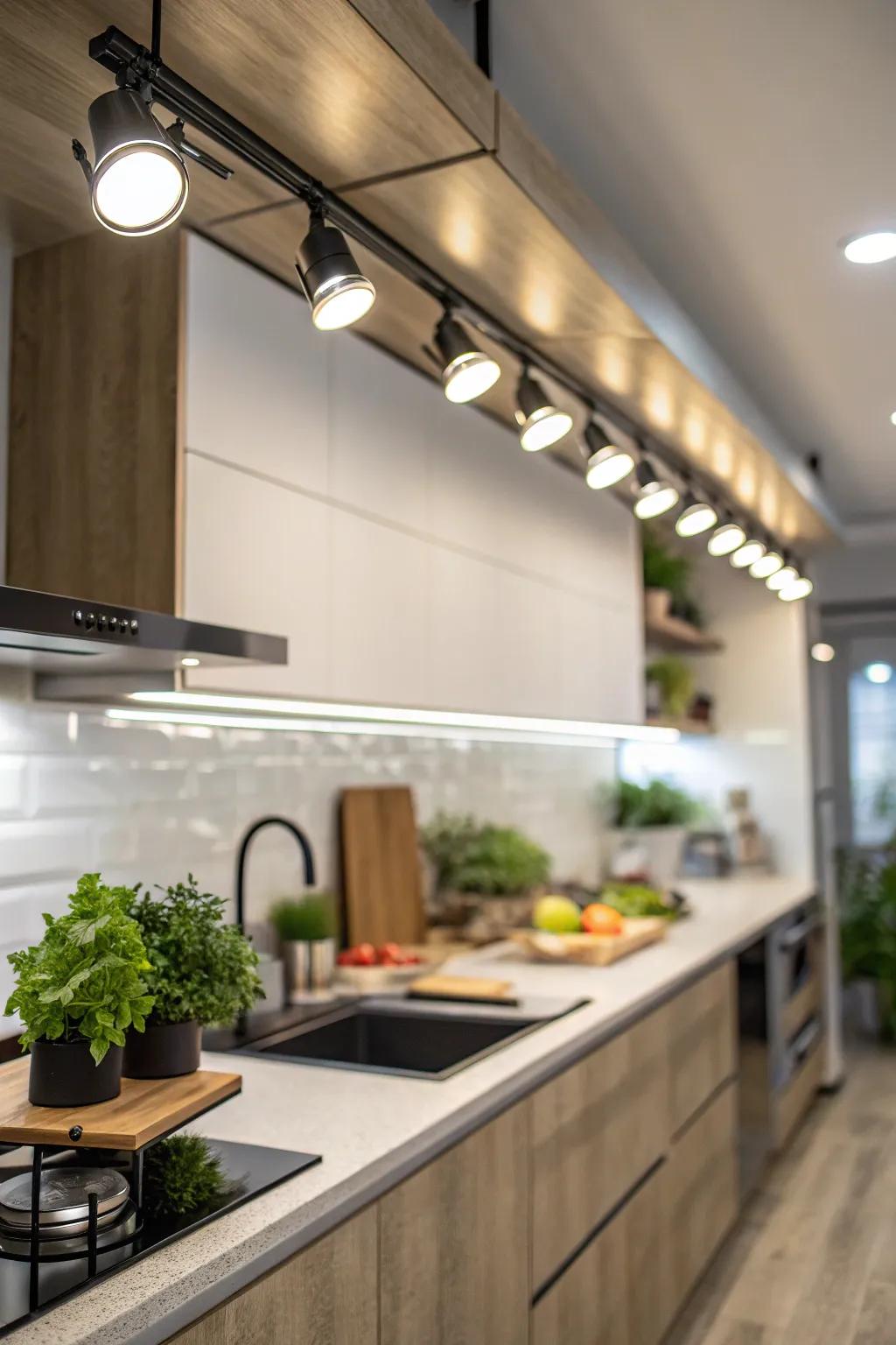 Sustainable and stylish: LED track lighting for your kitchen.