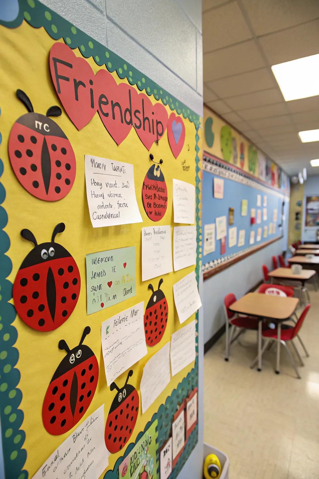 A heartwarming beetle friendship wall promoting kindness.