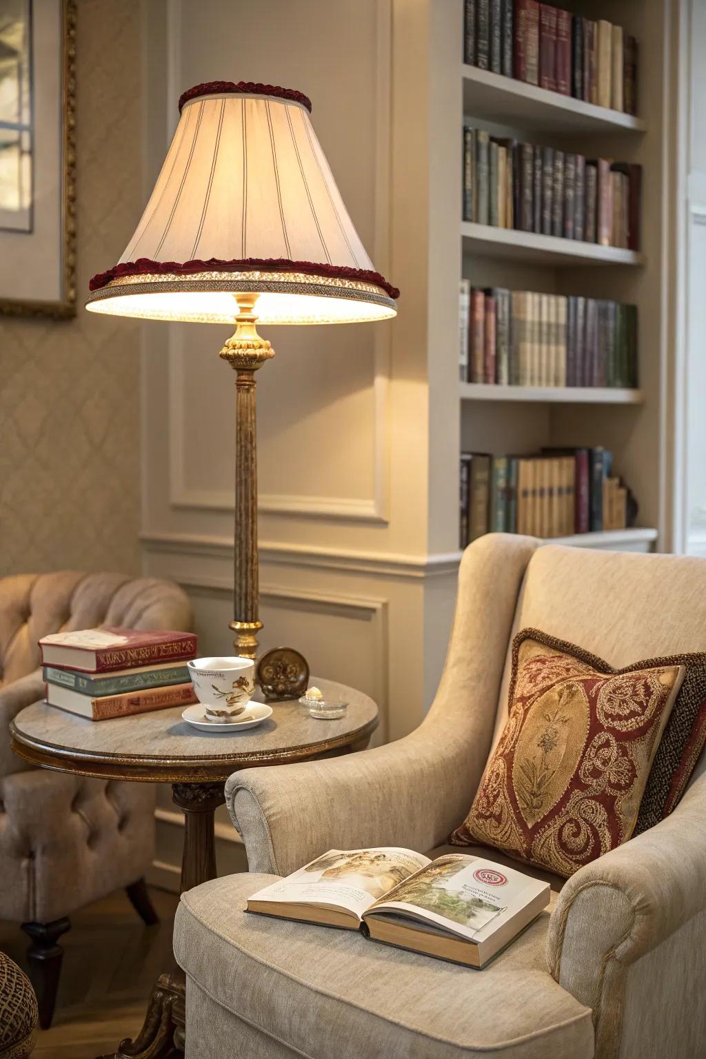 Incorporate sophistication using velvet border on your lampshade.