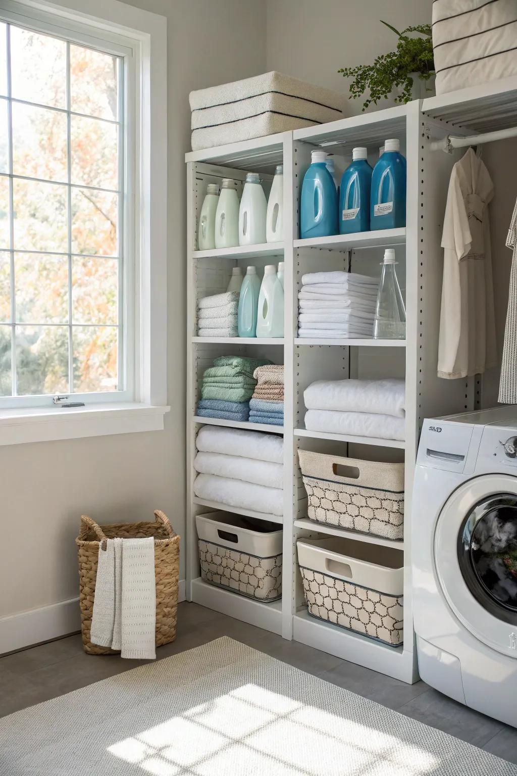 Make the most of vertical space with clever shelving.