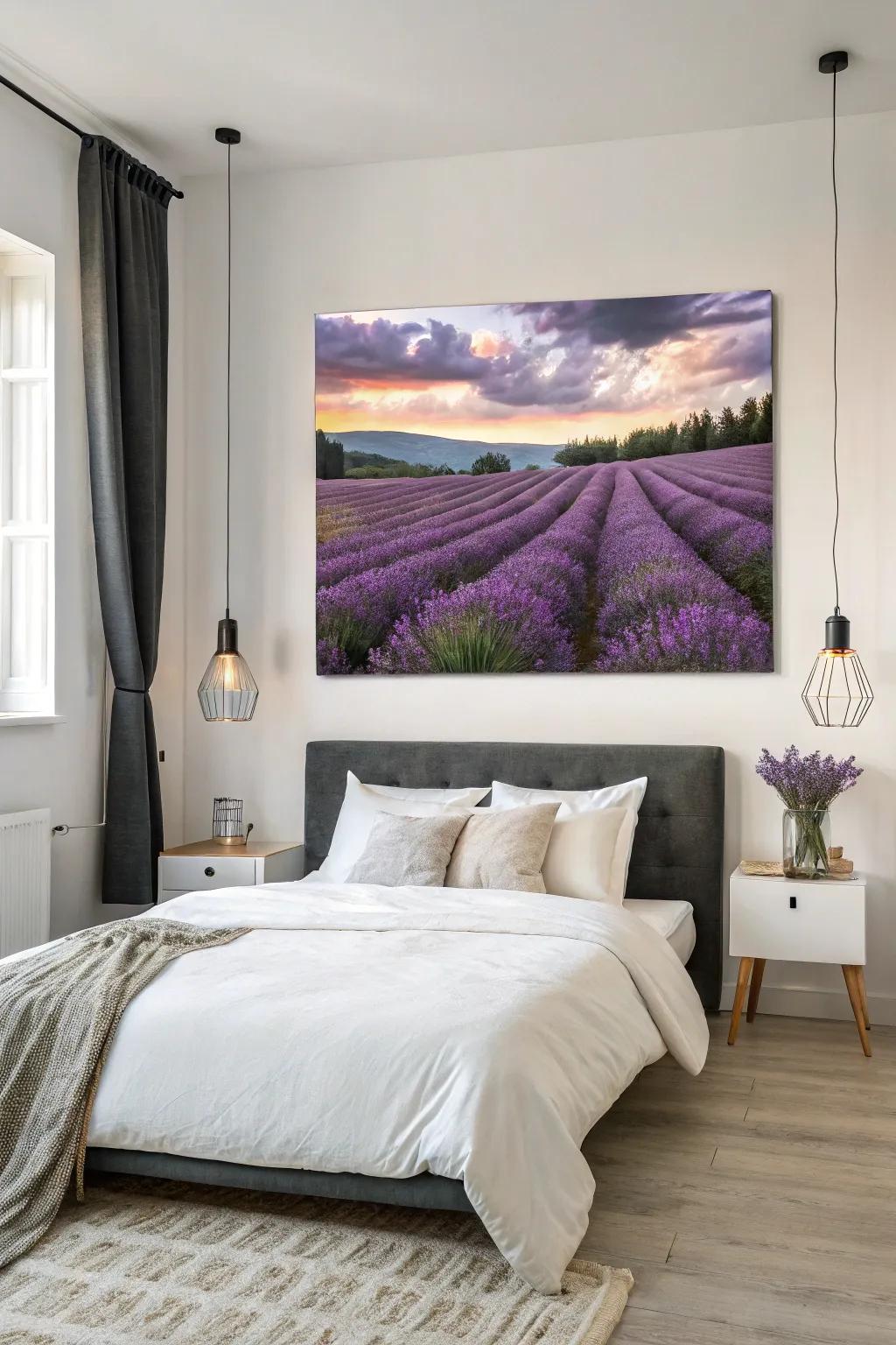 Lavender on a dark canvas, creating a bold visual statement.